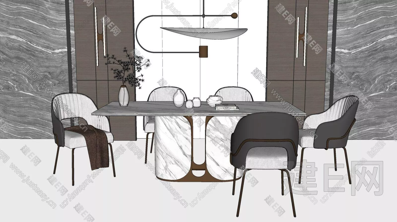 MODERN DINING TABLE SET - SKETCHUP 3D MODEL - ENSCAPE - 106709195
