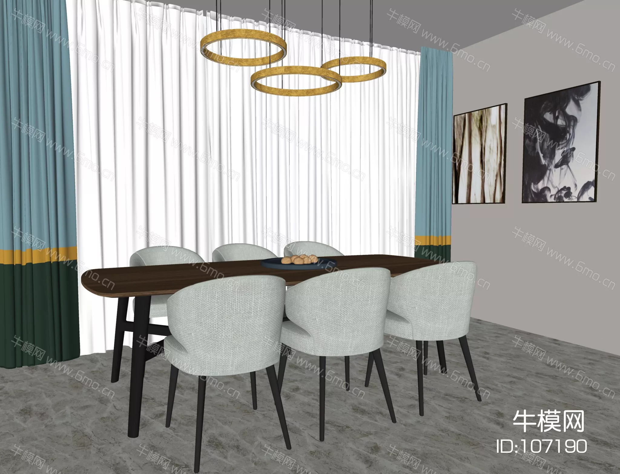 MODERN DINING TABLE SET - SKETCHUP 3D MODEL - ENSCAPE - 107190