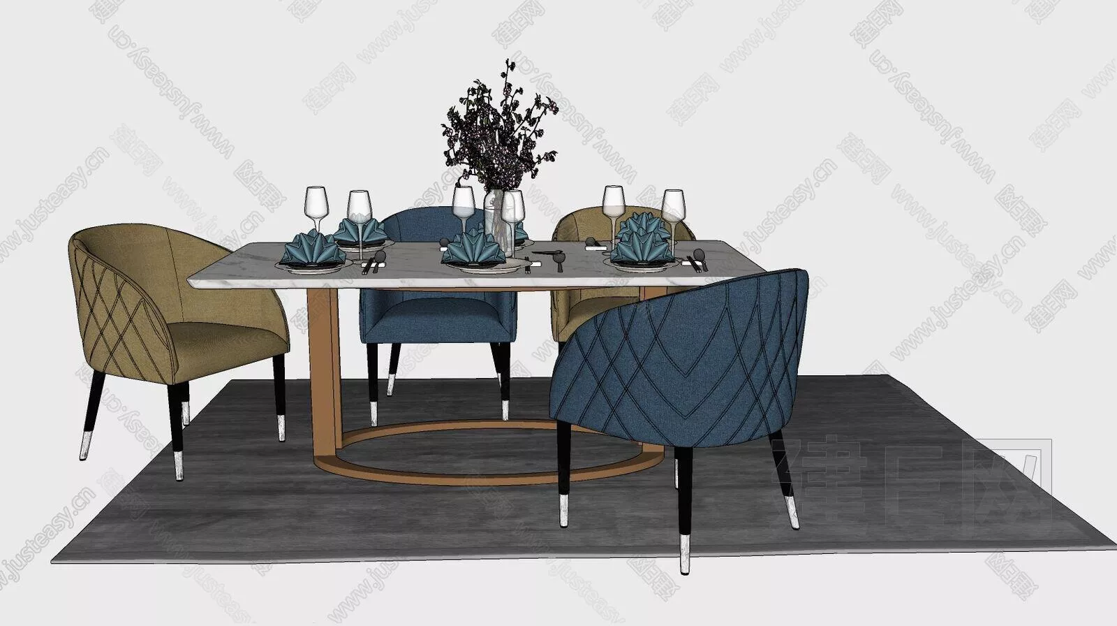 MODERN DINING TABLE SET - SKETCHUP 3D MODEL - ENSCAPE - 107233357