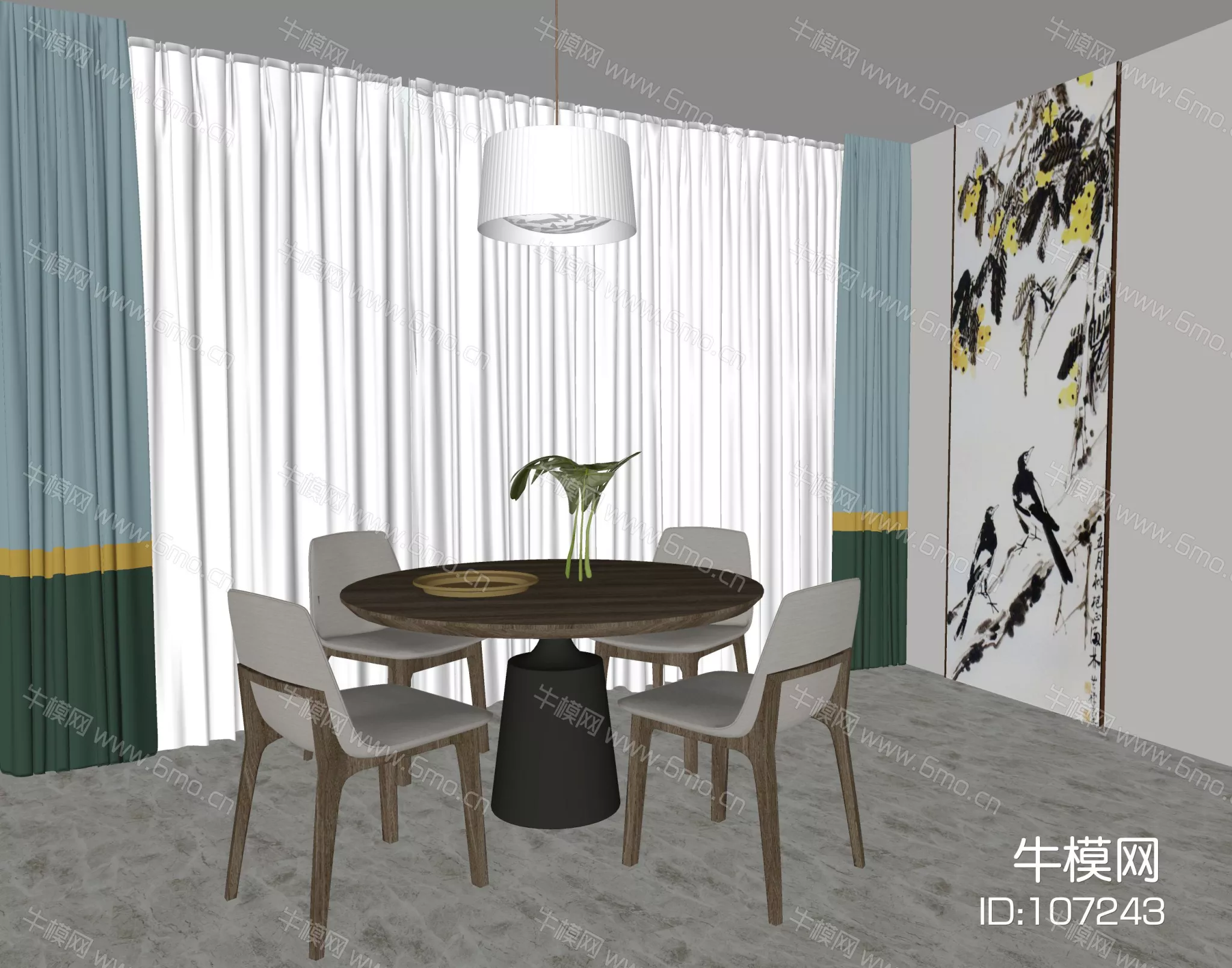 MODERN DINING TABLE SET - SKETCHUP 3D MODEL - ENSCAPE - 107243