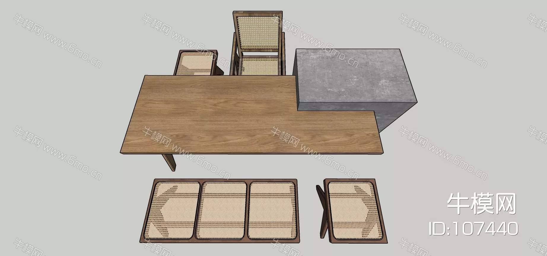 MODERN DINING TABLE SET - SKETCHUP 3D MODEL - ENSCAPE - 107440