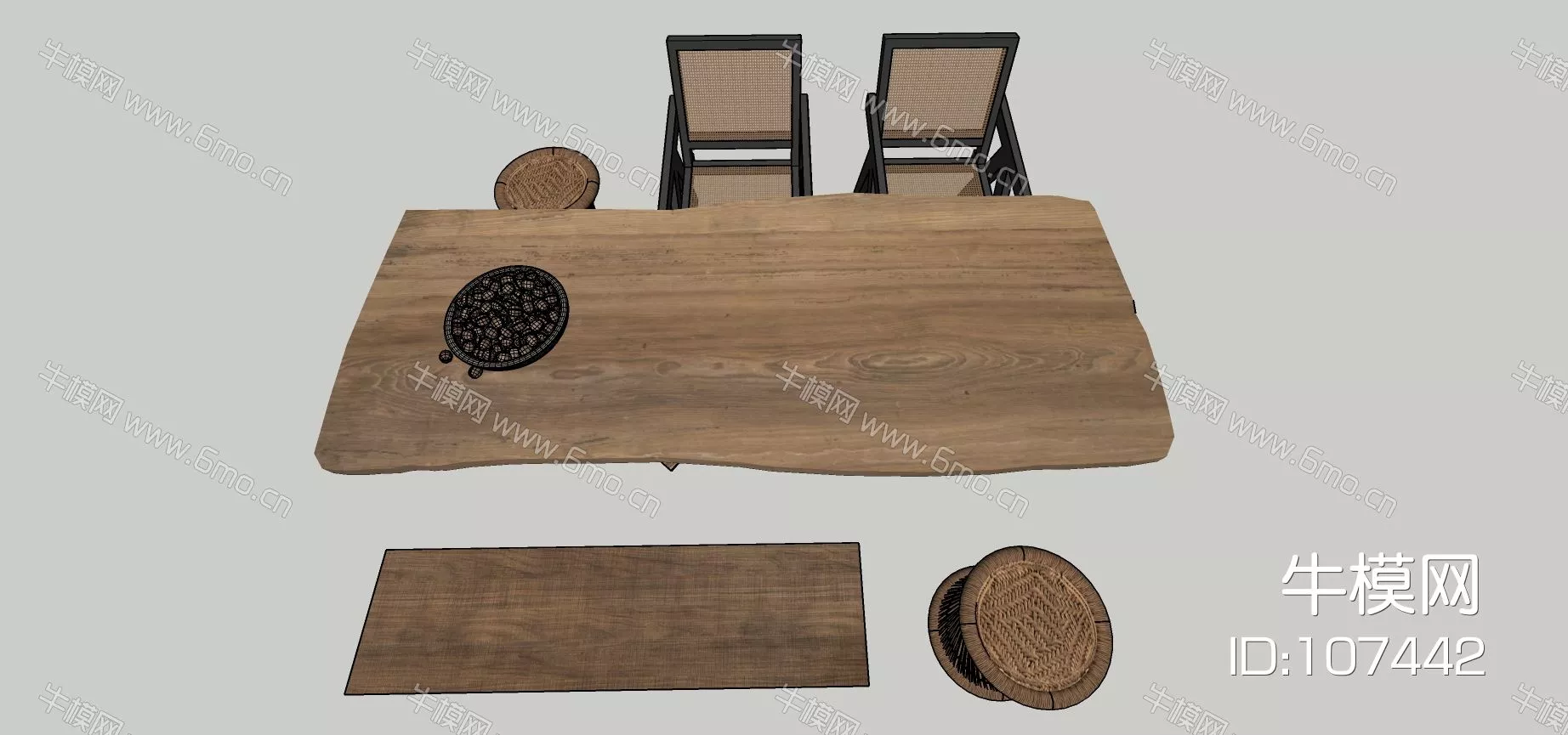MODERN DINING TABLE SET - SKETCHUP 3D MODEL - ENSCAPE - 107442