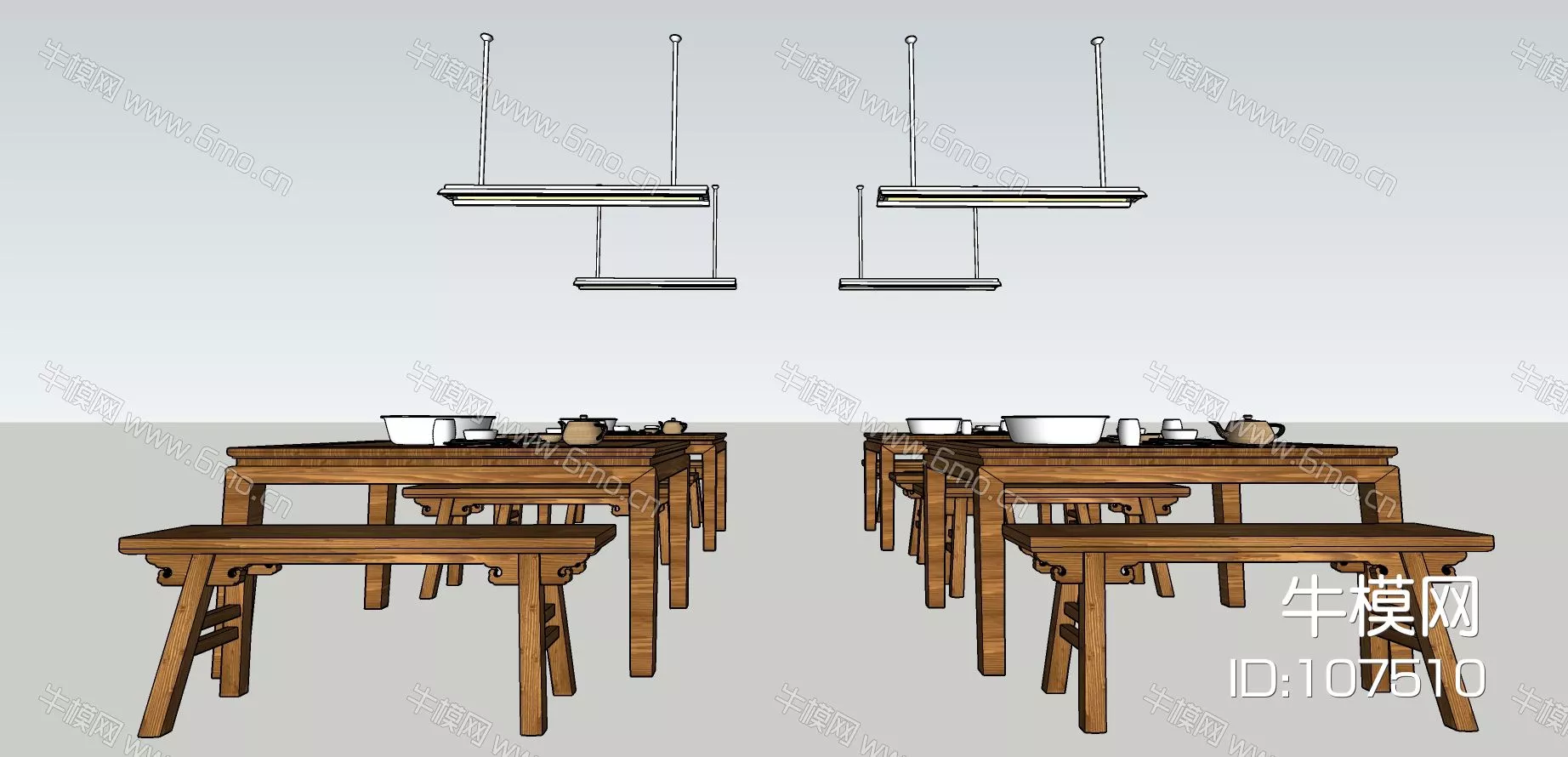 MODERN DINING TABLE SET - SKETCHUP 3D MODEL - ENSCAPE - 107510
