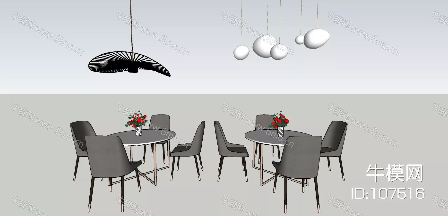 MODERN DINING TABLE SET - SKETCHUP 3D MODEL - ENSCAPE - 107516