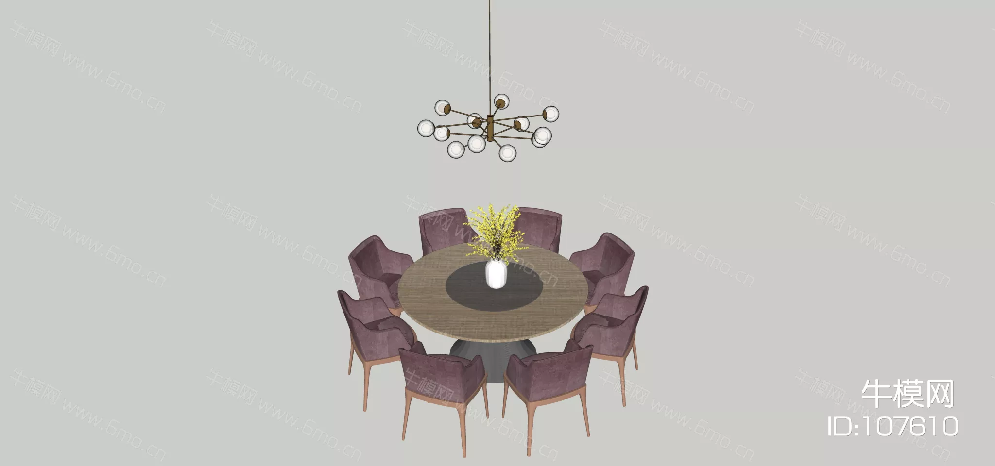 MODERN DINING TABLE SET - SKETCHUP 3D MODEL - ENSCAPE - 107610