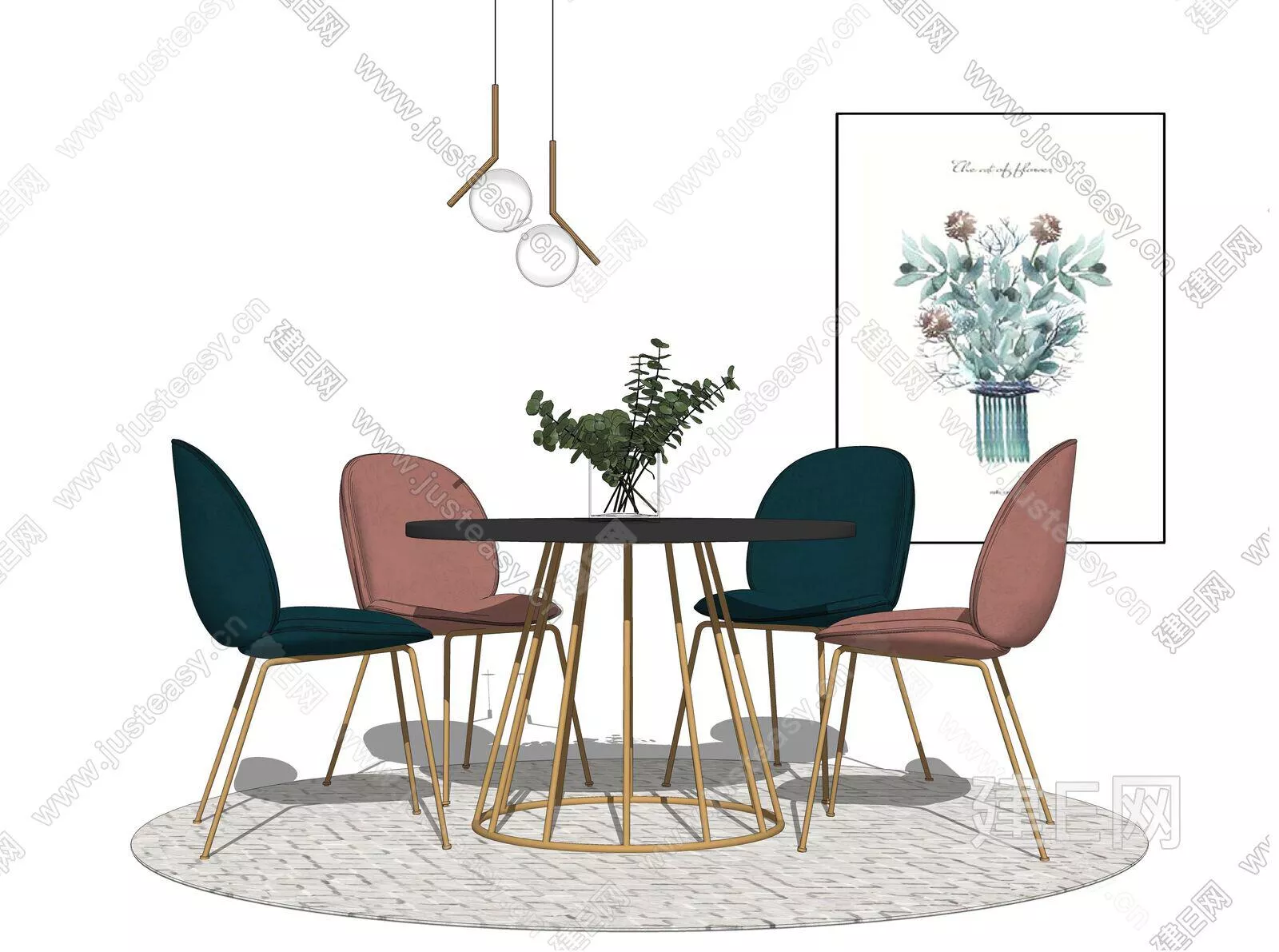 MODERN DINING TABLE SET - SKETCHUP 3D MODEL - ENSCAPE - 109068560