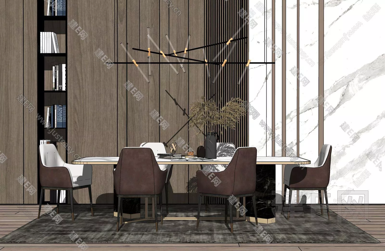 MODERN DINING TABLE SET - SKETCHUP 3D MODEL - ENSCAPE - 109264979