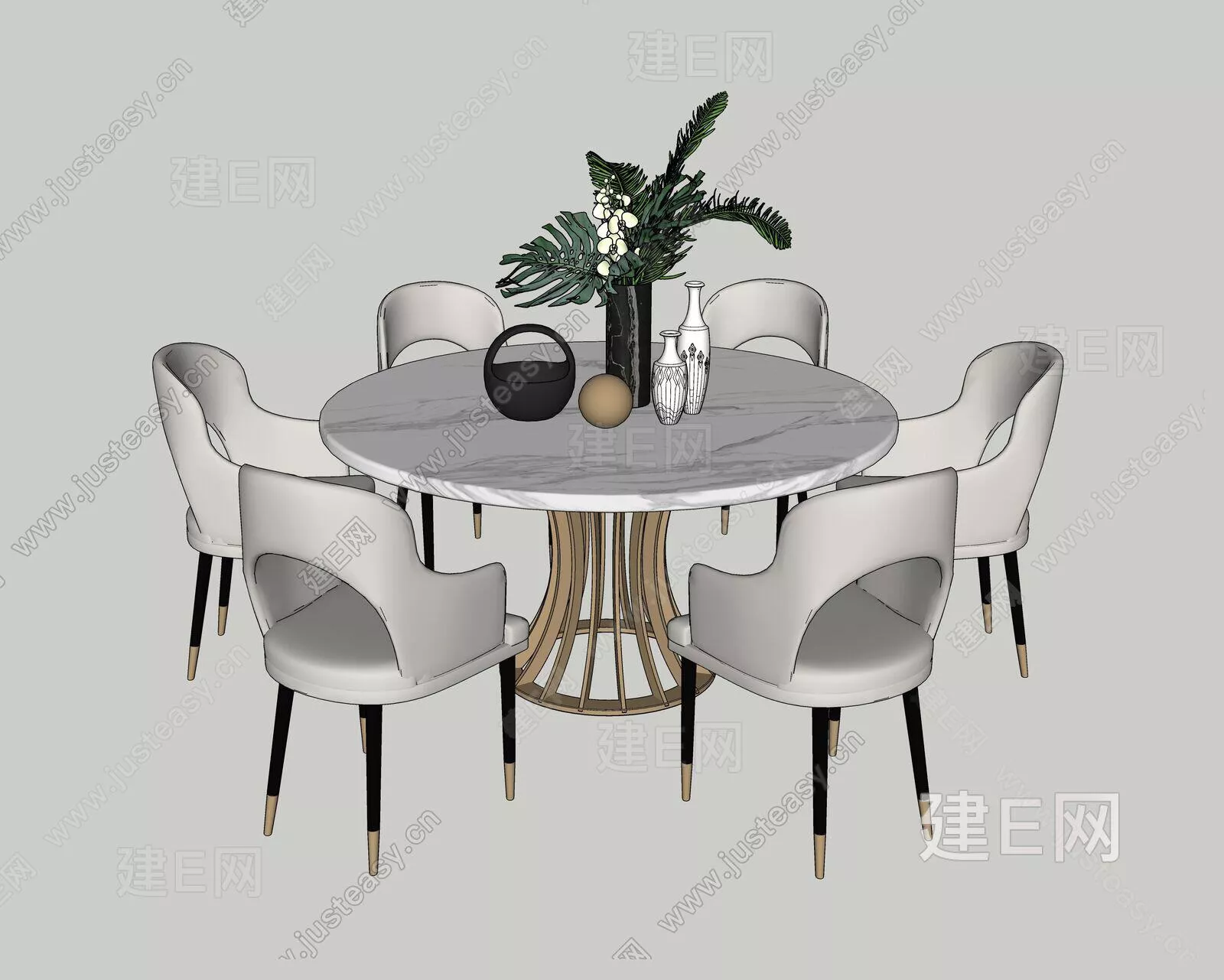 MODERN DINING TABLE SET - SKETCHUP 3D MODEL - ENSCAPE - 109527444