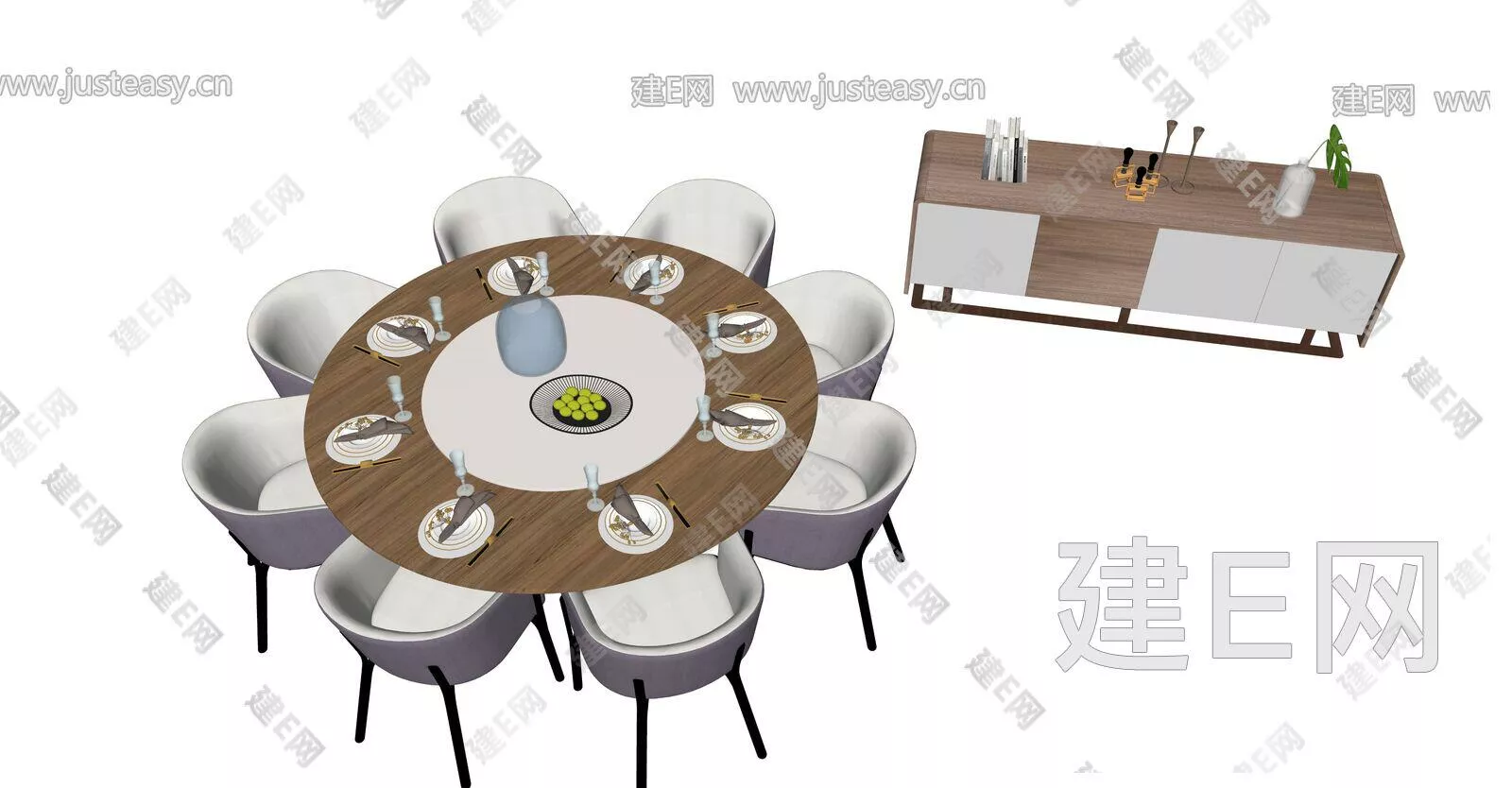 MODERN DINING TABLE SET - SKETCHUP 3D MODEL - ENSCAPE - 111231307