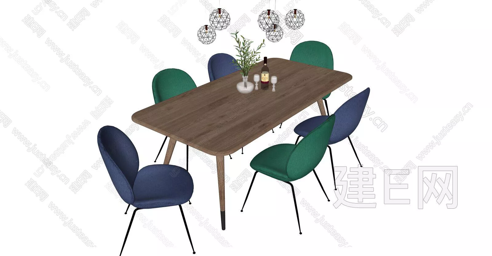 MODERN DINING TABLE SET - SKETCHUP 3D MODEL - ENSCAPE - 111493500