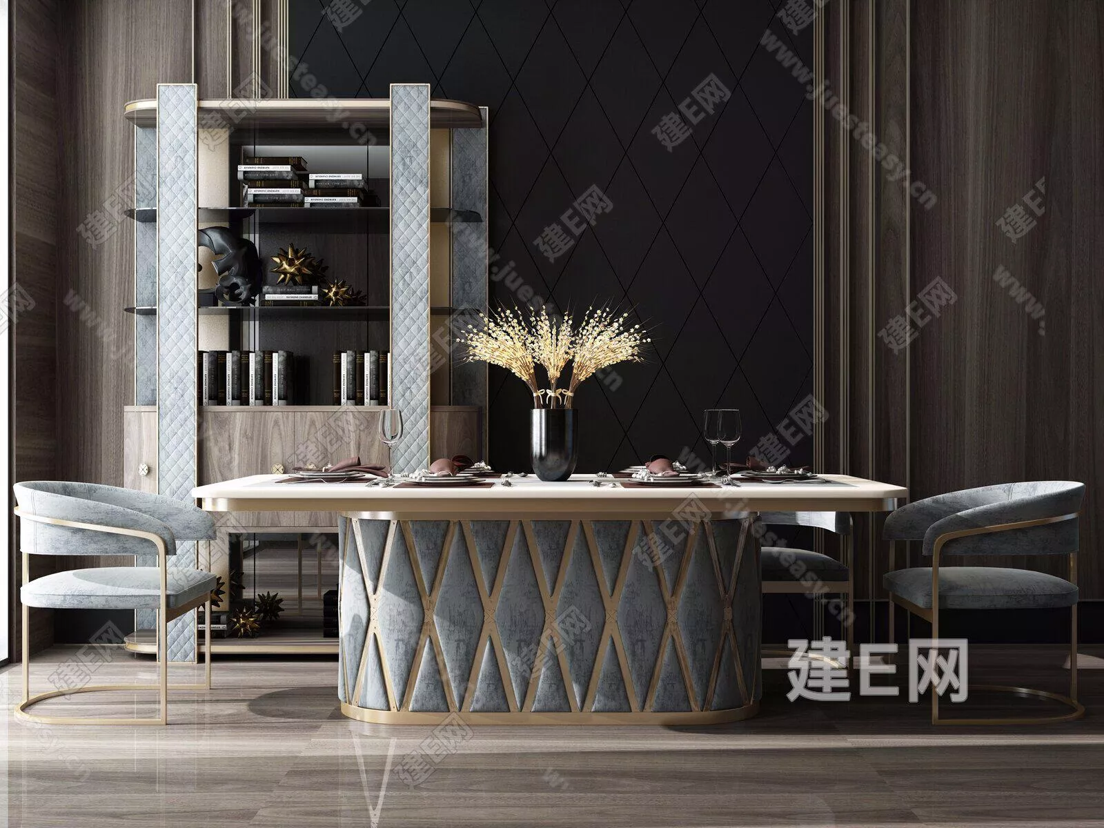 MODERN DINING TABLE SET - SKETCHUP 3D MODEL - ENSCAPE - 111562217