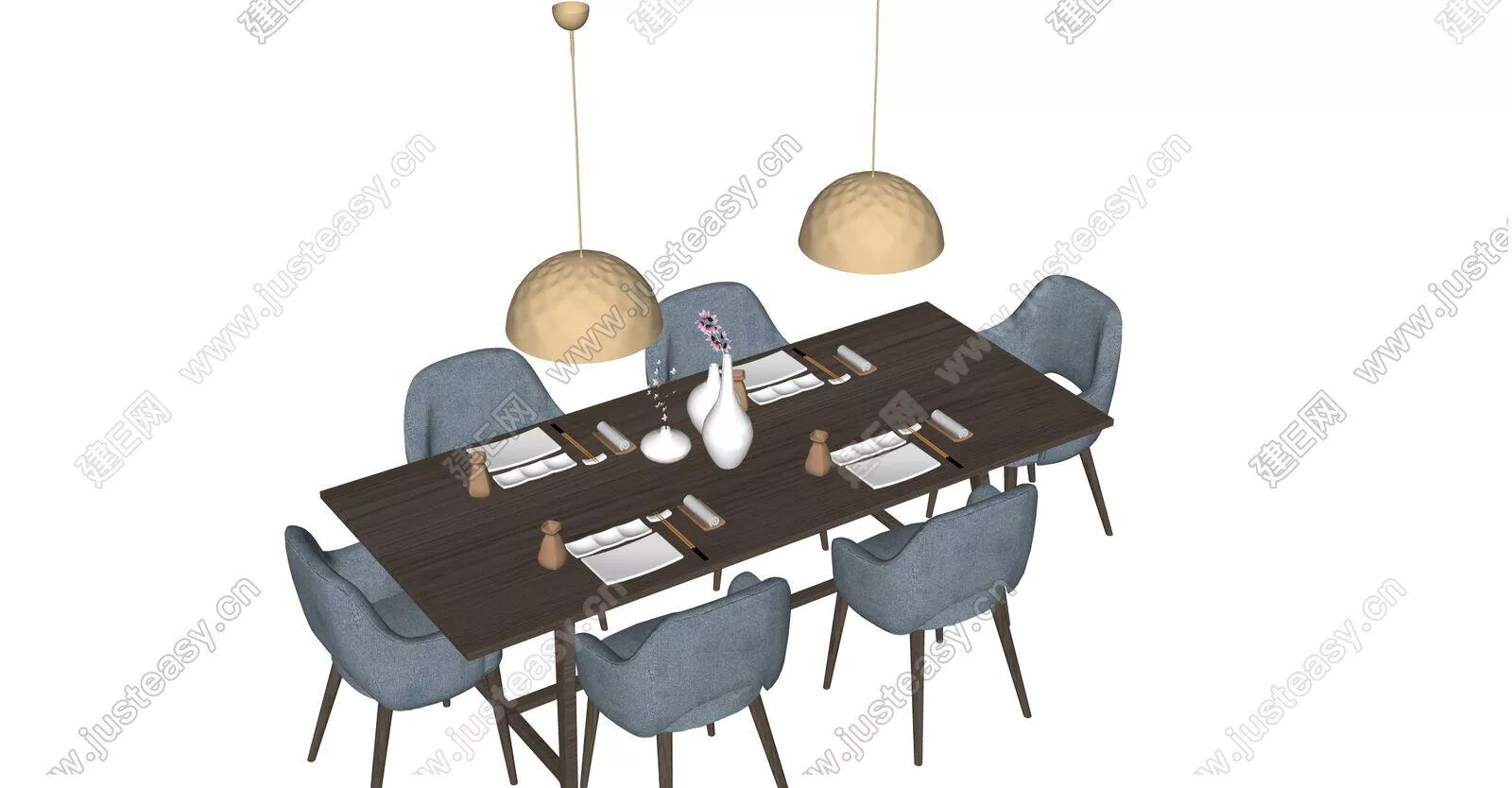 MODERN DINING TABLE SET - SKETCHUP 3D MODEL - ENSCAPE - 111624481
