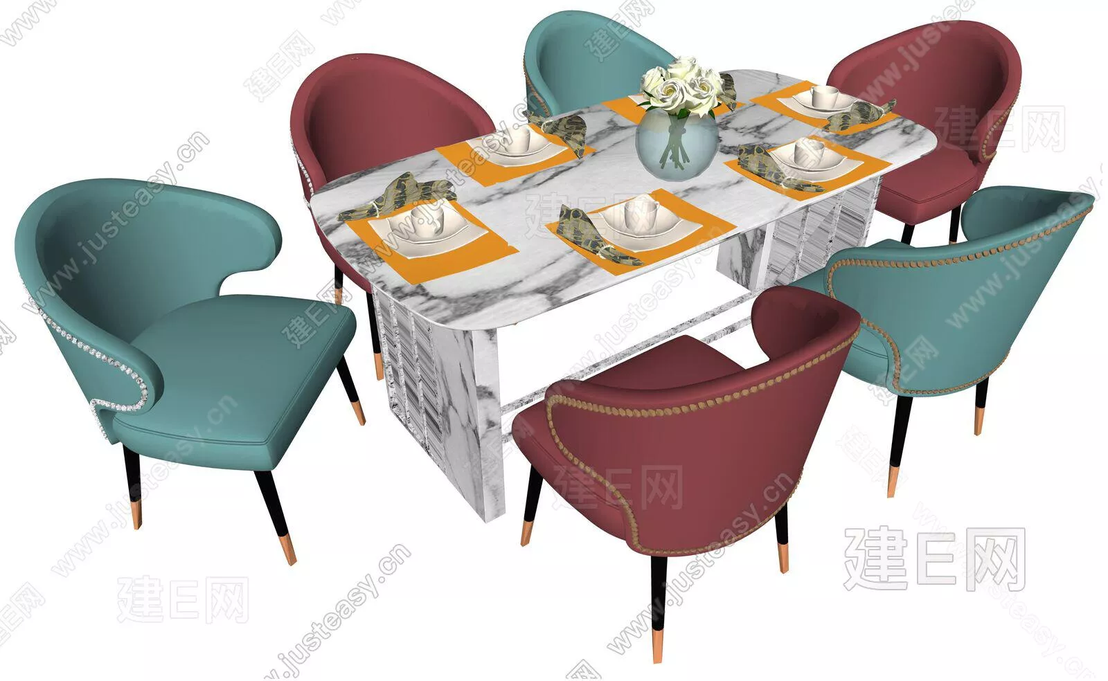 MODERN DINING TABLE SET - SKETCHUP 3D MODEL - ENSCAPE - 111821194