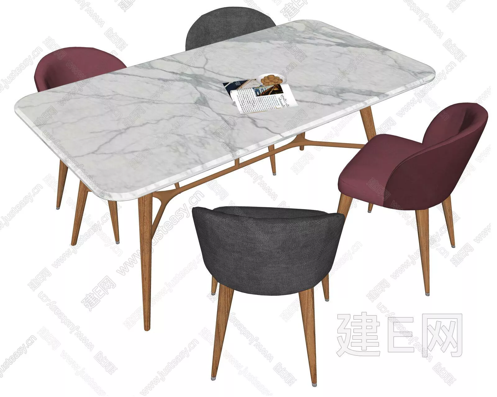 MODERN DINING TABLE SET - SKETCHUP 3D MODEL - ENSCAPE - 111952144