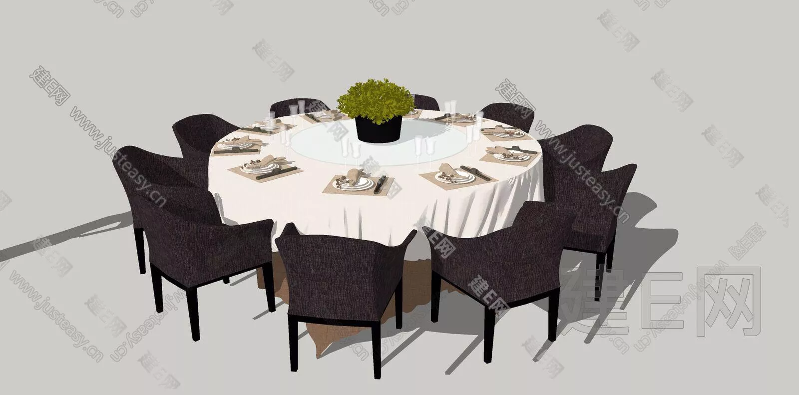 MODERN DINING TABLE SET - SKETCHUP 3D MODEL - ENSCAPE - 111952283