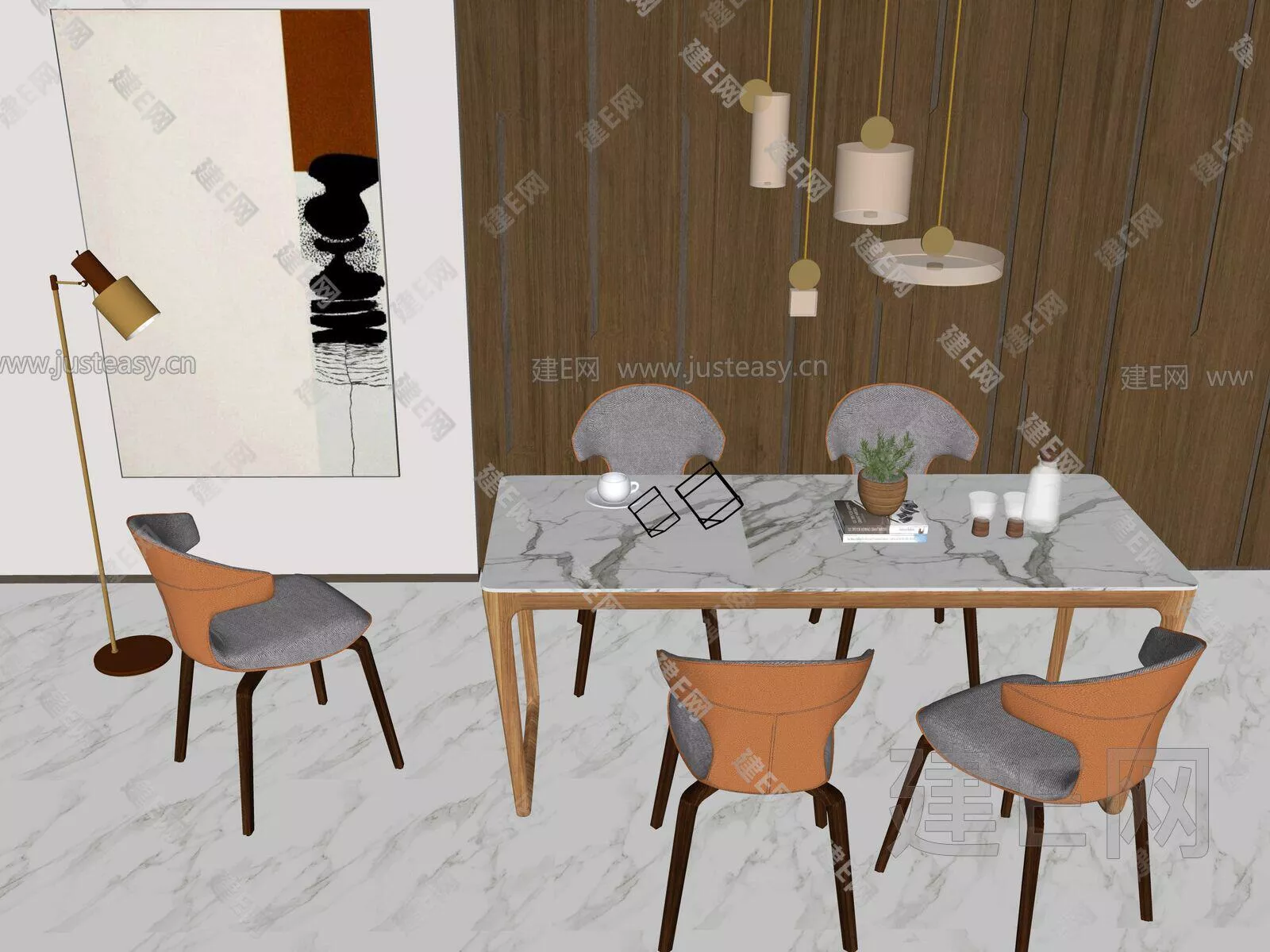 MODERN DINING TABLE SET - SKETCHUP 3D MODEL - ENSCAPE - 112017790