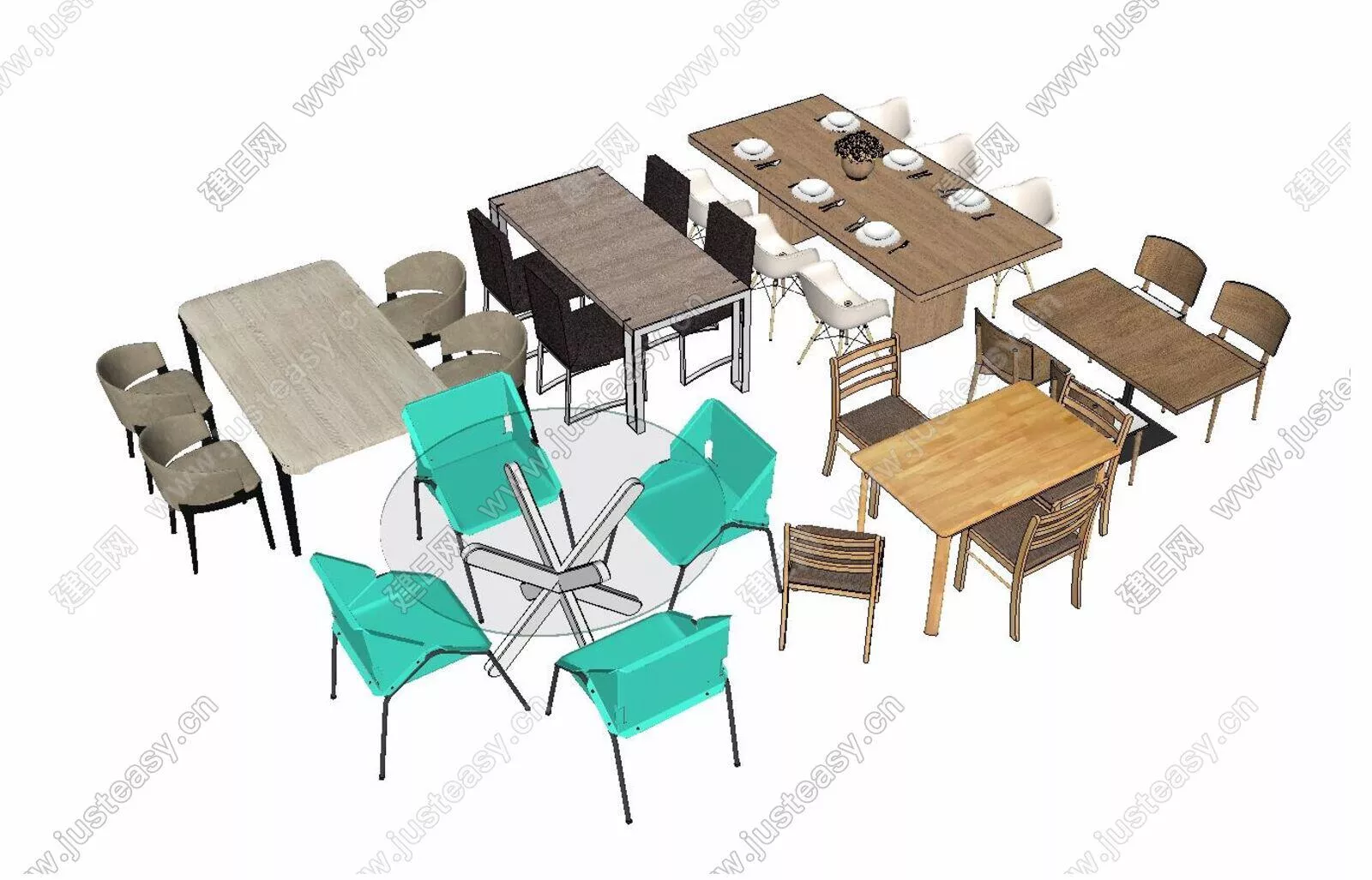 MODERN DINING TABLE SET - SKETCHUP 3D MODEL - ENSCAPE - 112476580