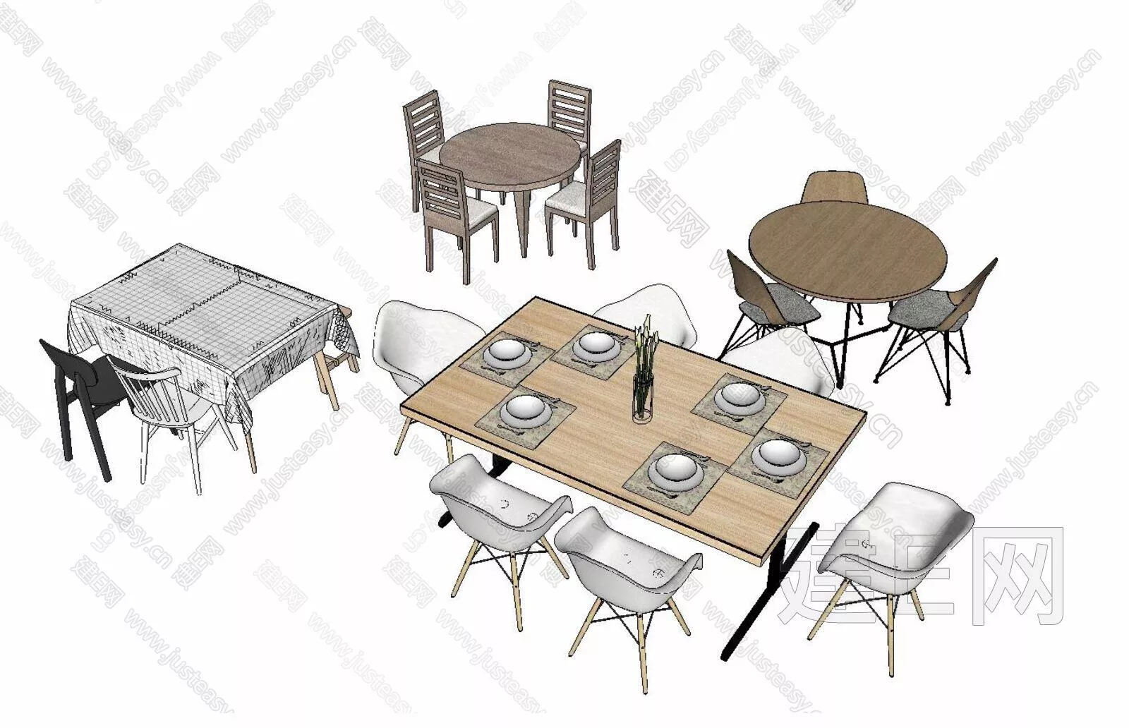 MODERN DINING TABLE SET - SKETCHUP 3D MODEL - ENSCAPE - 112476644