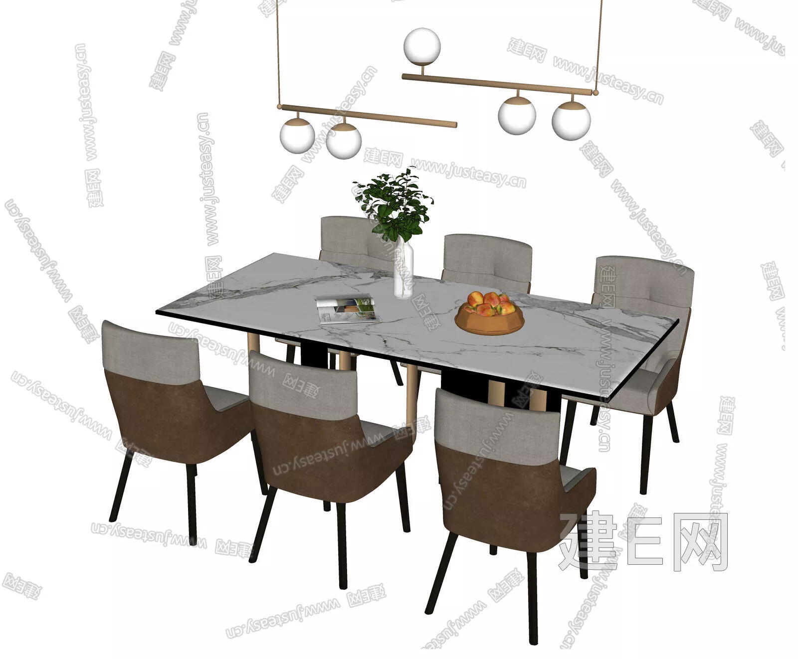 MODERN DINING TABLE SET - SKETCHUP 3D MODEL - ENSCAPE - 112673125