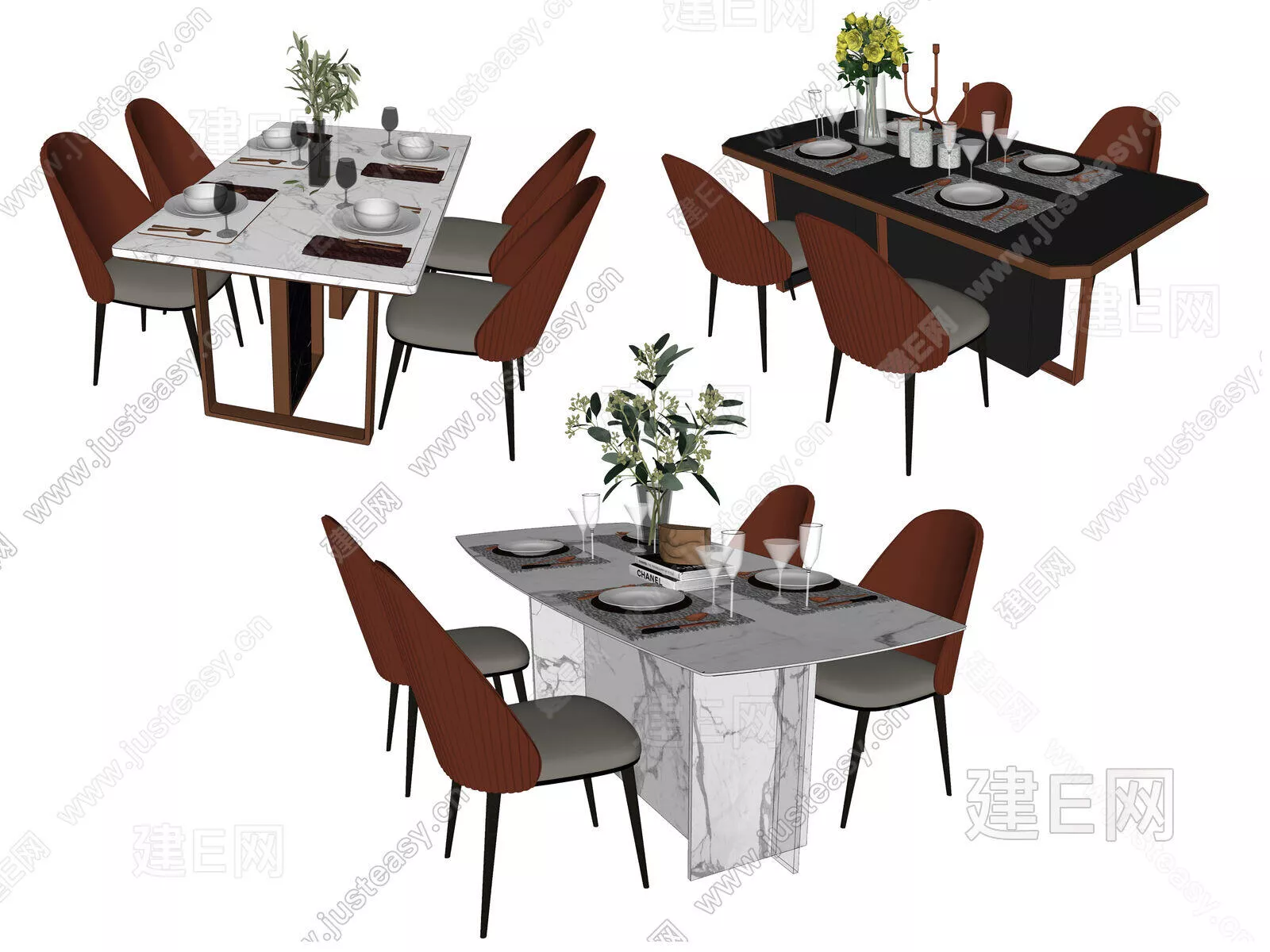 MODERN DINING TABLE SET - SKETCHUP 3D MODEL - ENSCAPE - 112935398