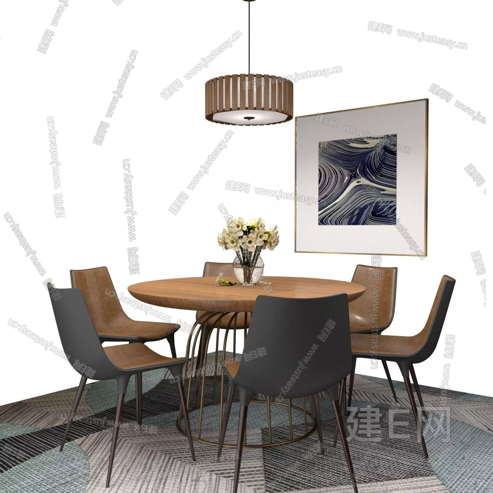 MODERN DINING TABLE SET - SKETCHUP 3D MODEL - ENSCAPE - 113131985