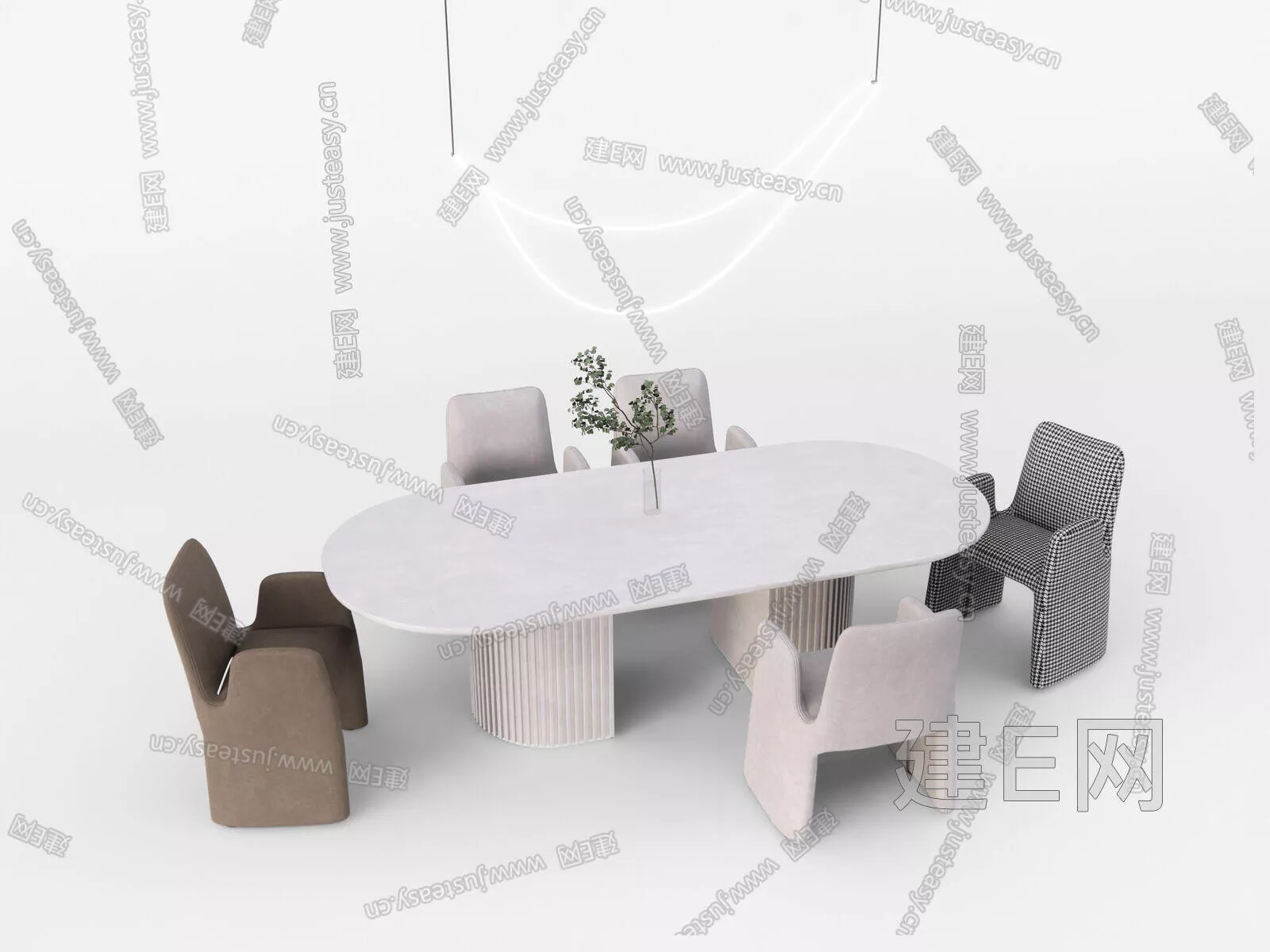MODERN DINING TABLE SET - SKETCHUP 3D MODEL - ENSCAPE - 114968027