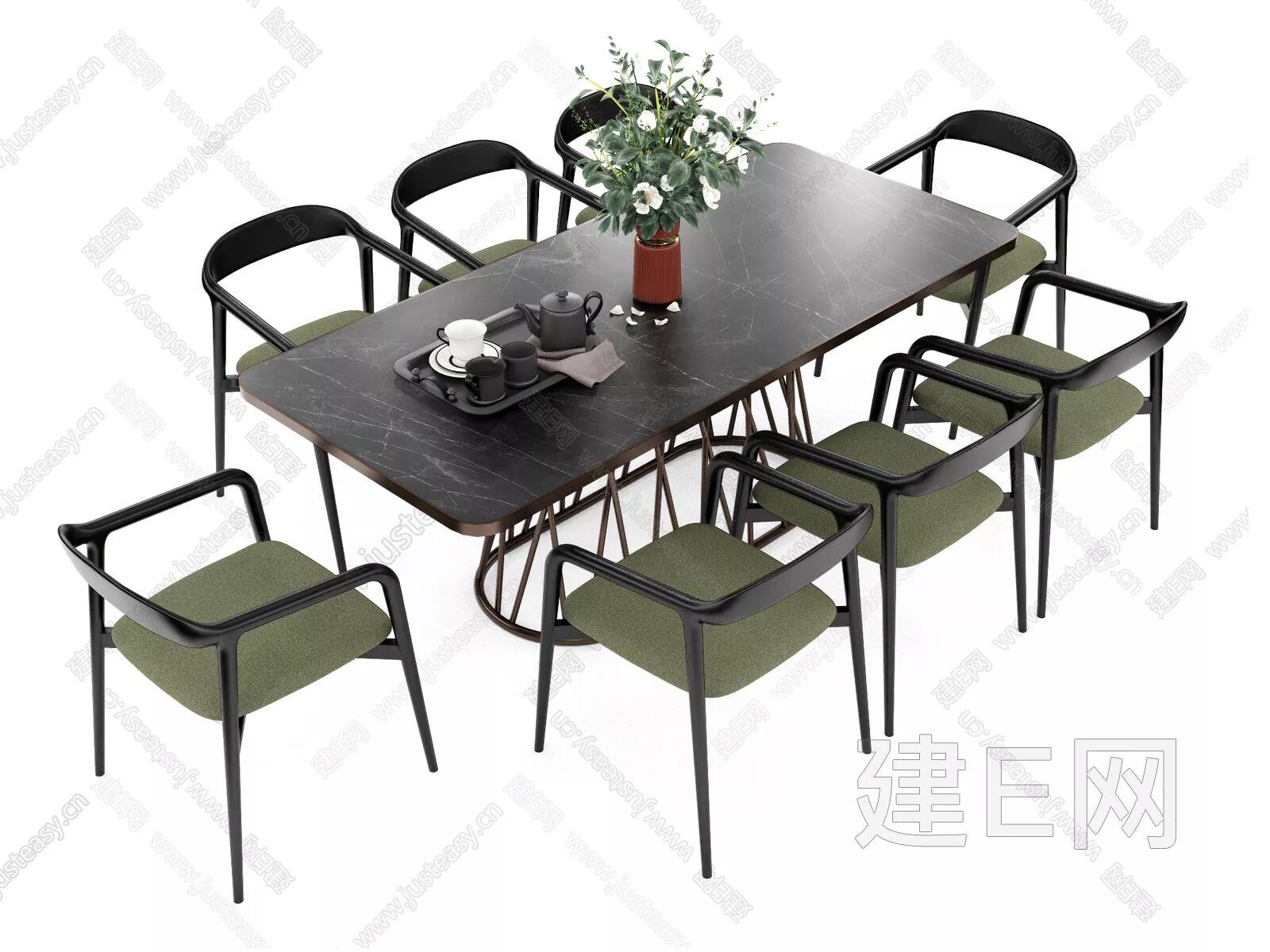 MODERN DINING TABLE SET - SKETCHUP 3D MODEL - ENSCAPE - 115754285