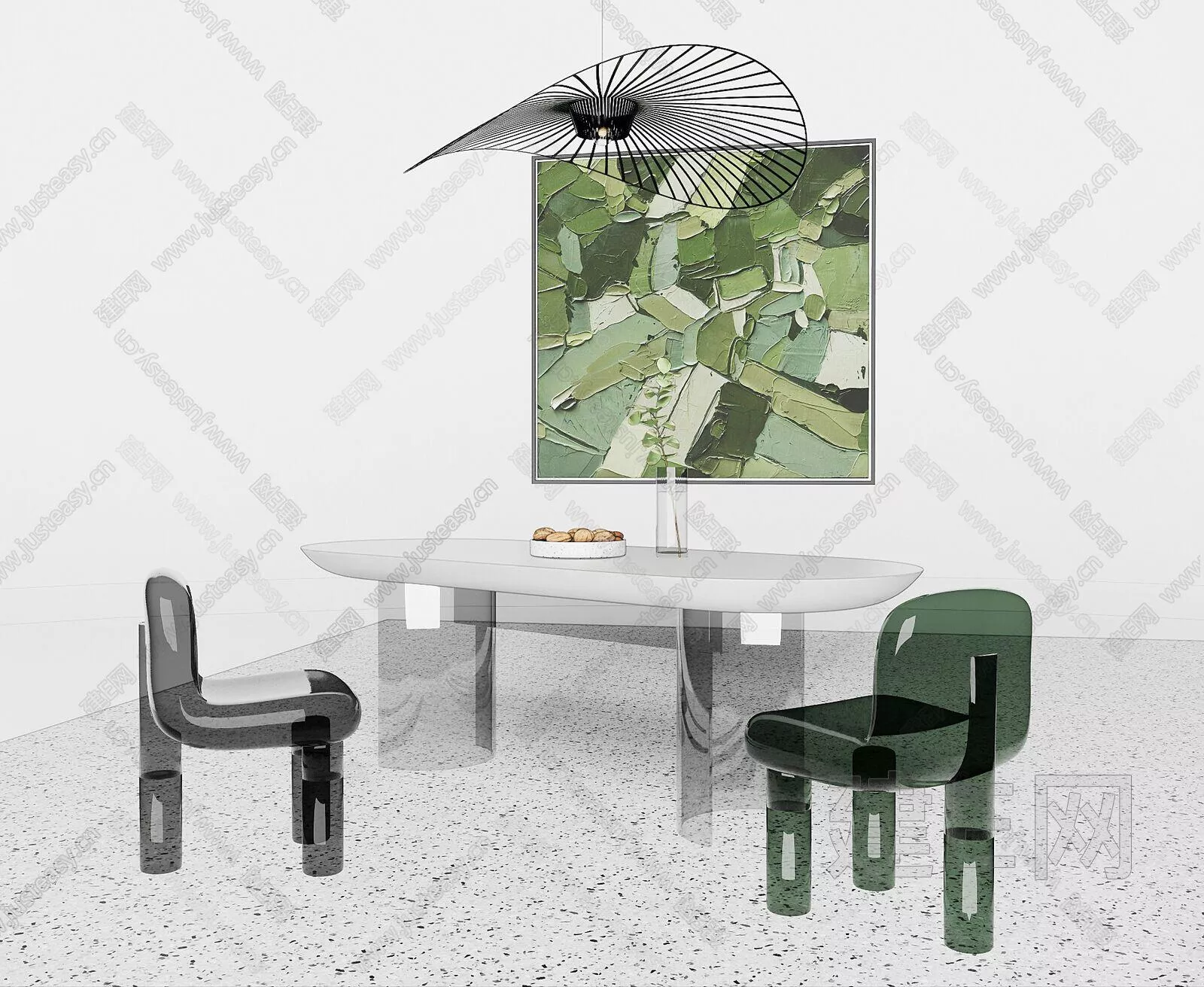 MODERN DINING TABLE SET - SKETCHUP 3D MODEL - ENSCAPE - 116212278