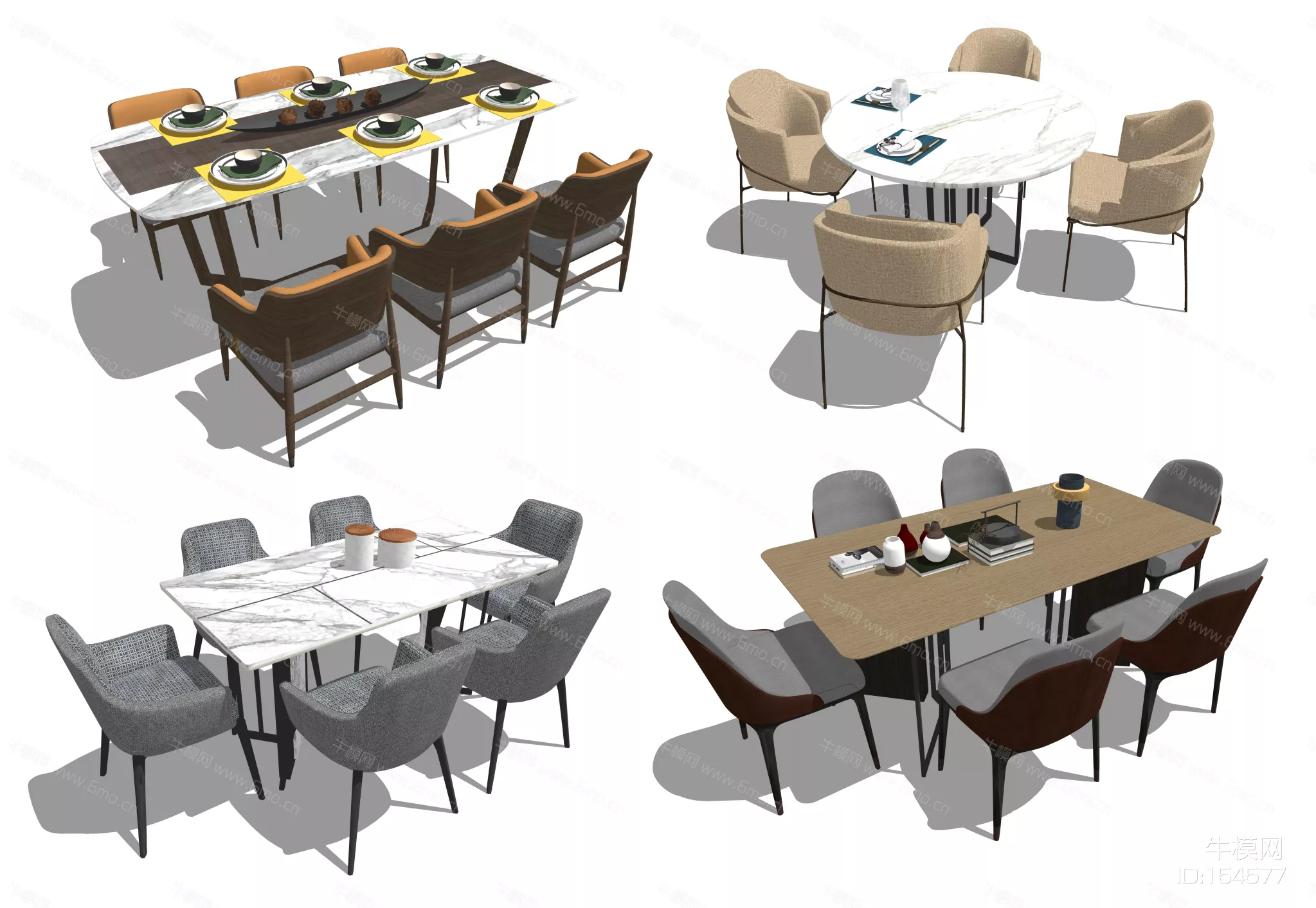 MODERN DINING TABLE SET - SKETCHUP 3D MODEL - ENSCAPE - 154577