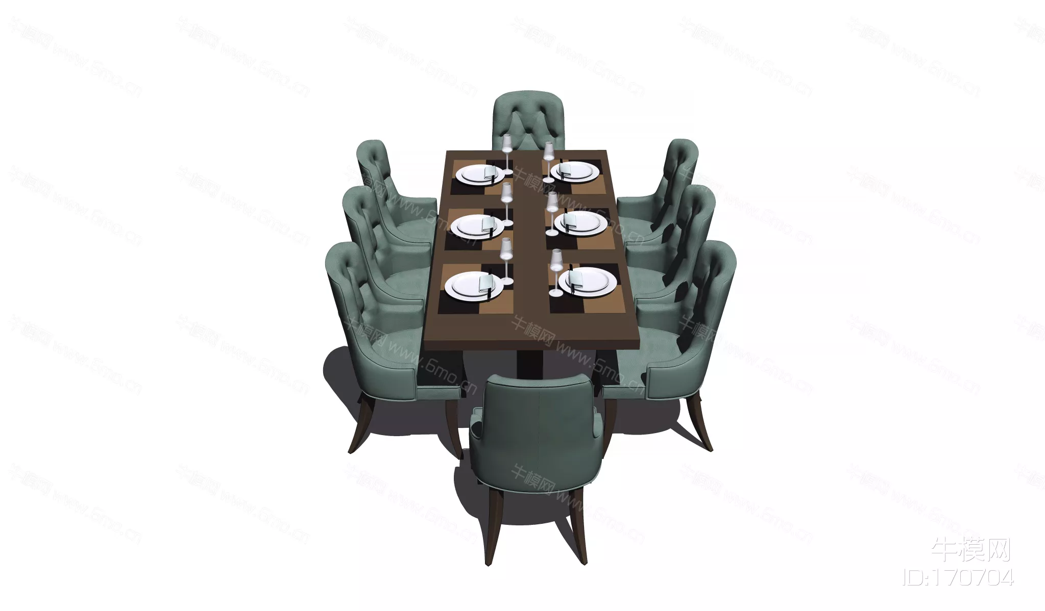 MODERN DINING TABLE SET - SKETCHUP 3D MODEL - ENSCAPE - 170704