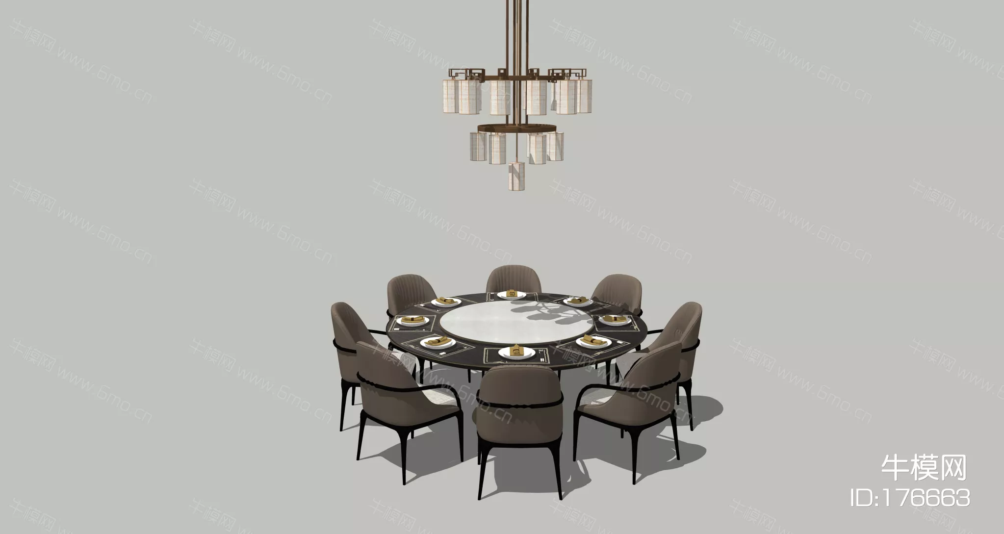 MODERN DINING TABLE SET - SKETCHUP 3D MODEL - ENSCAPE - 176663