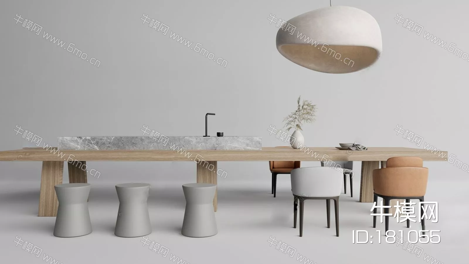 MODERN DINING TABLE SET - SKETCHUP 3D MODEL - ENSCAPE - 181055