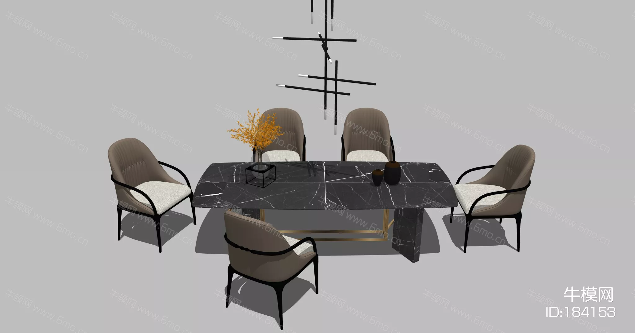 MODERN DINING TABLE SET - SKETCHUP 3D MODEL - ENSCAPE - 184153