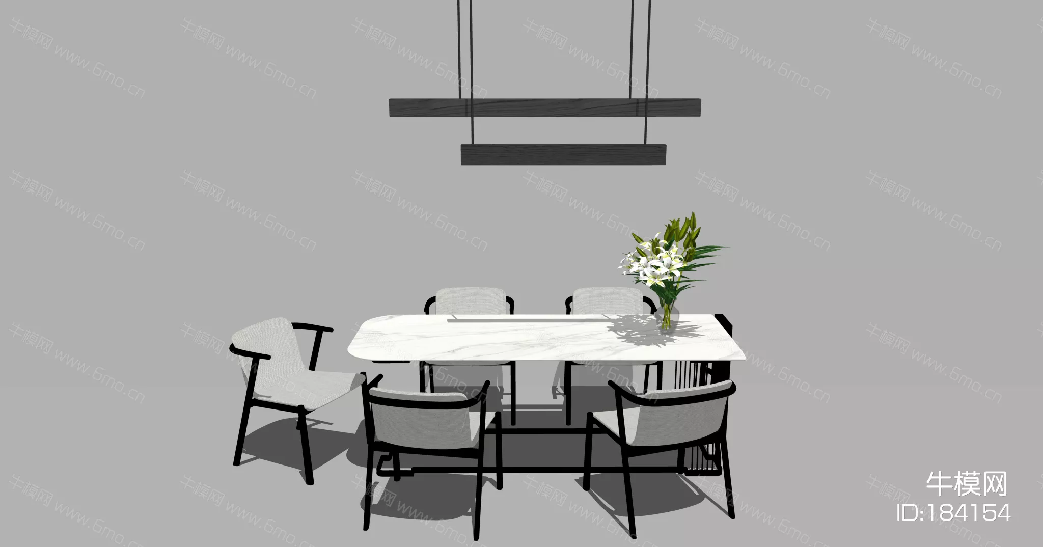 MODERN DINING TABLE SET - SKETCHUP 3D MODEL - ENSCAPE - 184154