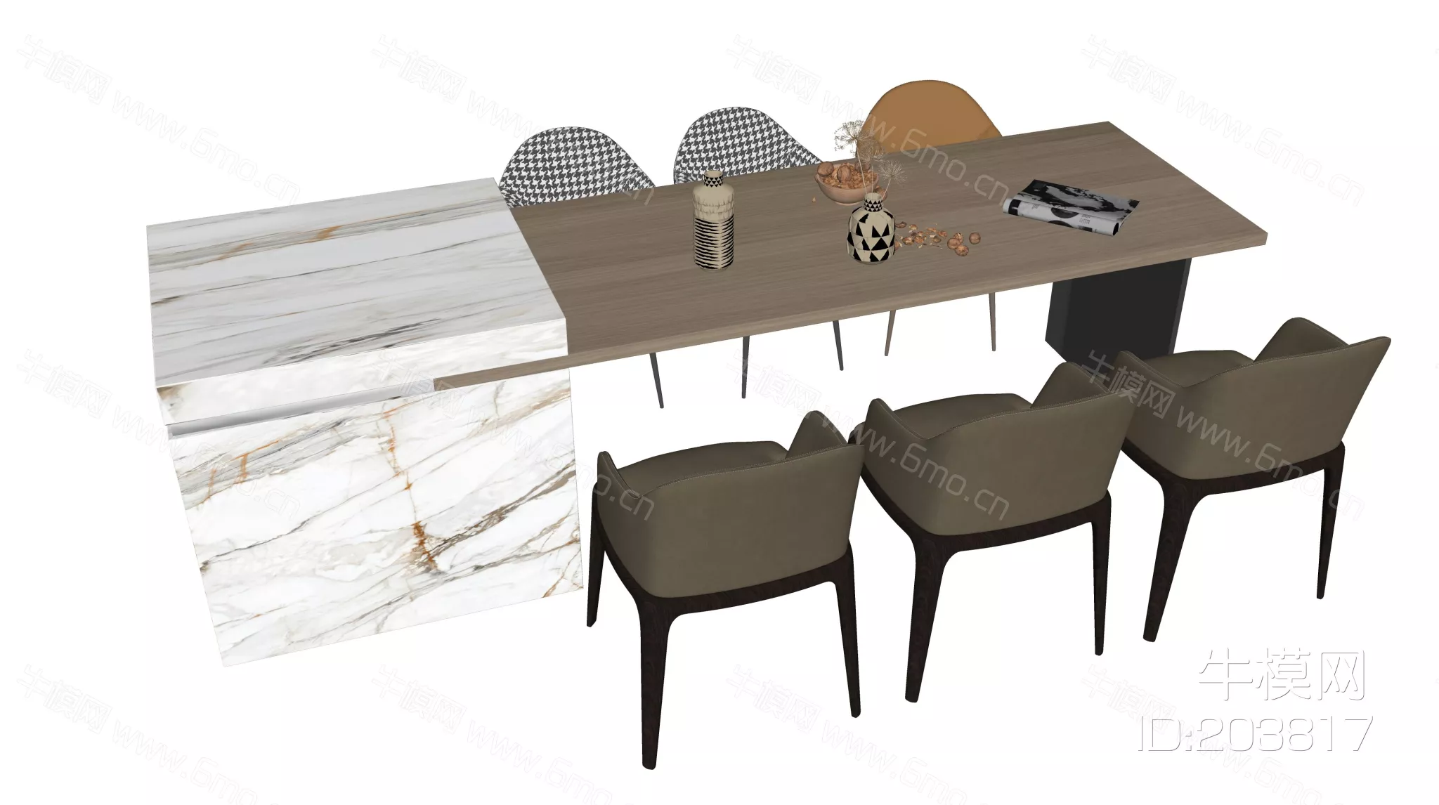 MODERN DINING TABLE SET - SKETCHUP 3D MODEL - ENSCAPE - 203817