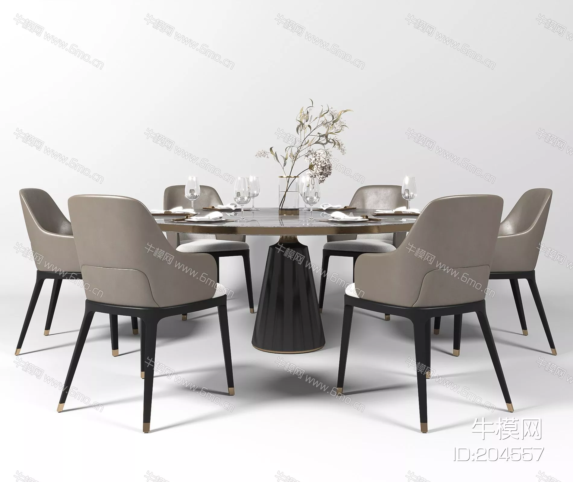 MODERN DINING TABLE SET - SKETCHUP 3D MODEL - ENSCAPE - 204557