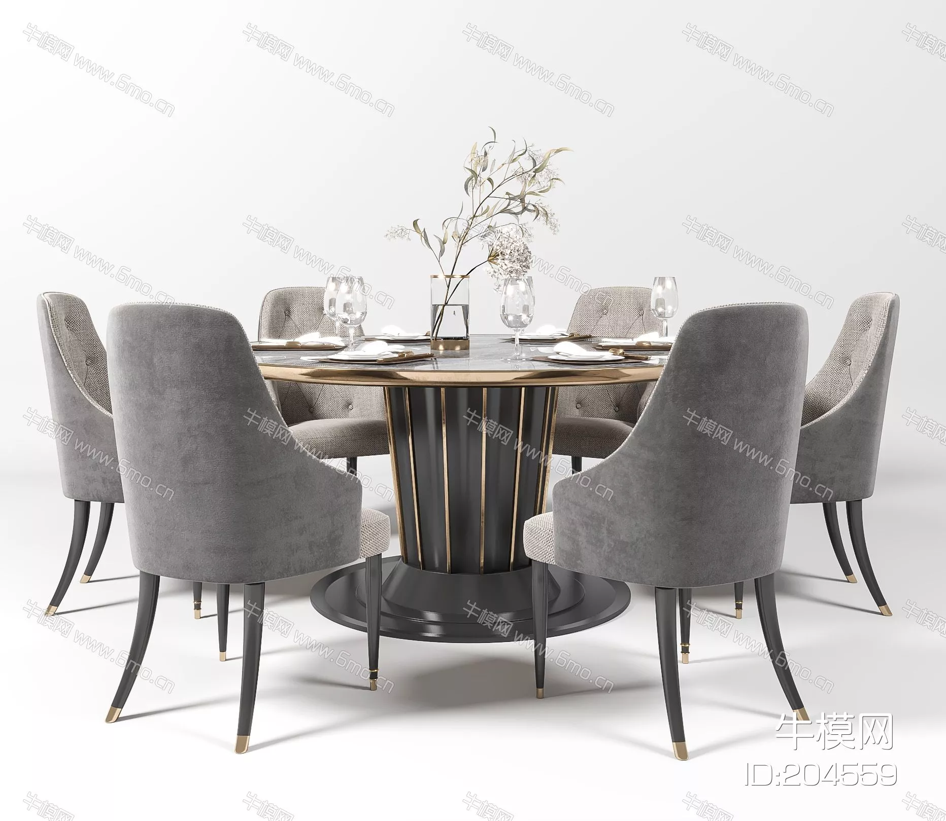 MODERN DINING TABLE SET - SKETCHUP 3D MODEL - ENSCAPE - 204559