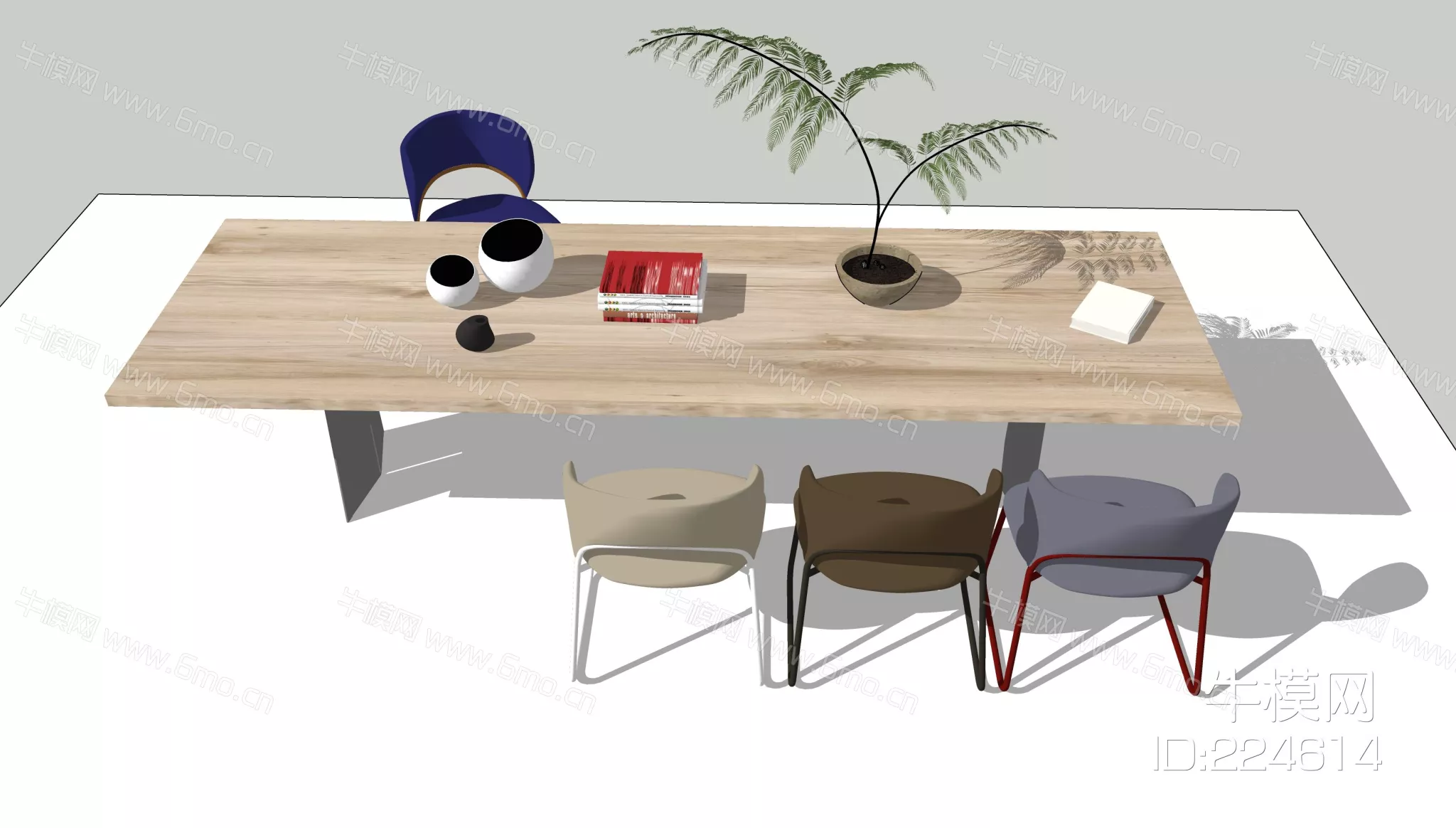 MODERN DINING TABLE SET - SKETCHUP 3D MODEL - ENSCAPE - 224614