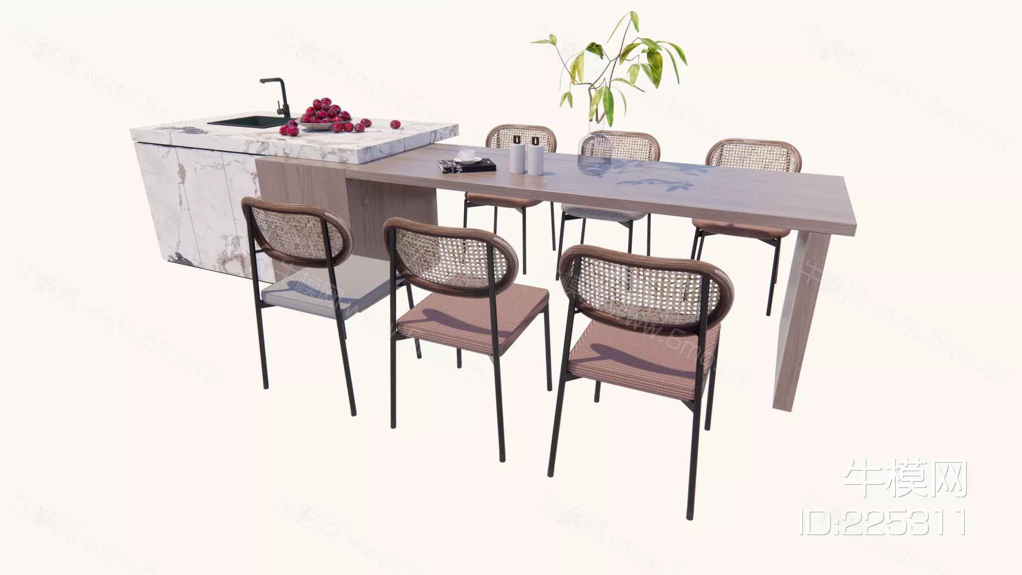 MODERN DINING TABLE SET - SKETCHUP 3D MODEL - ENSCAPE - 225311