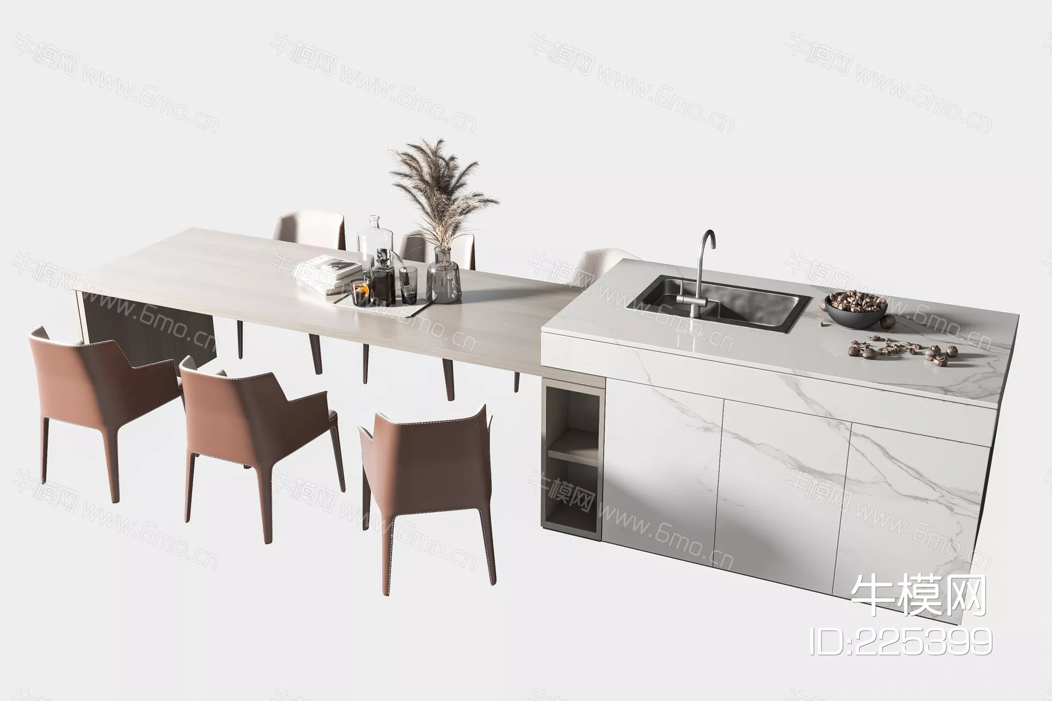 MODERN DINING TABLE SET - SKETCHUP 3D MODEL - ENSCAPE - 225399