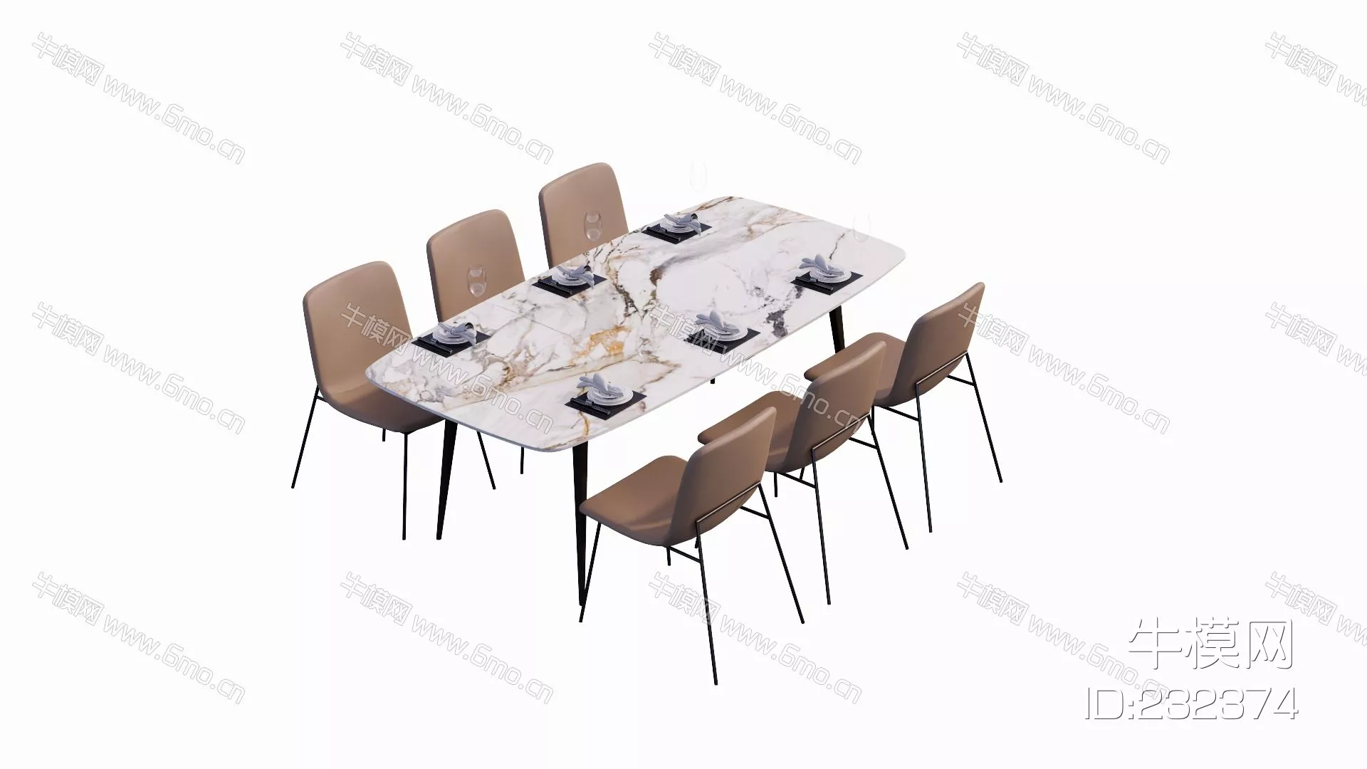 MODERN DINING TABLE SET - SKETCHUP 3D MODEL - ENSCAPE - 232374