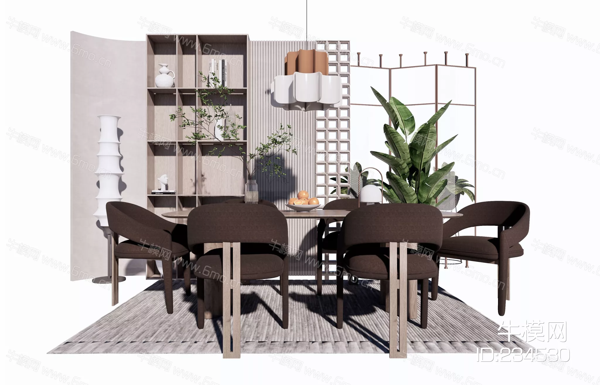 MODERN DINING TABLE SET - SKETCHUP 3D MODEL - ENSCAPE - 234530