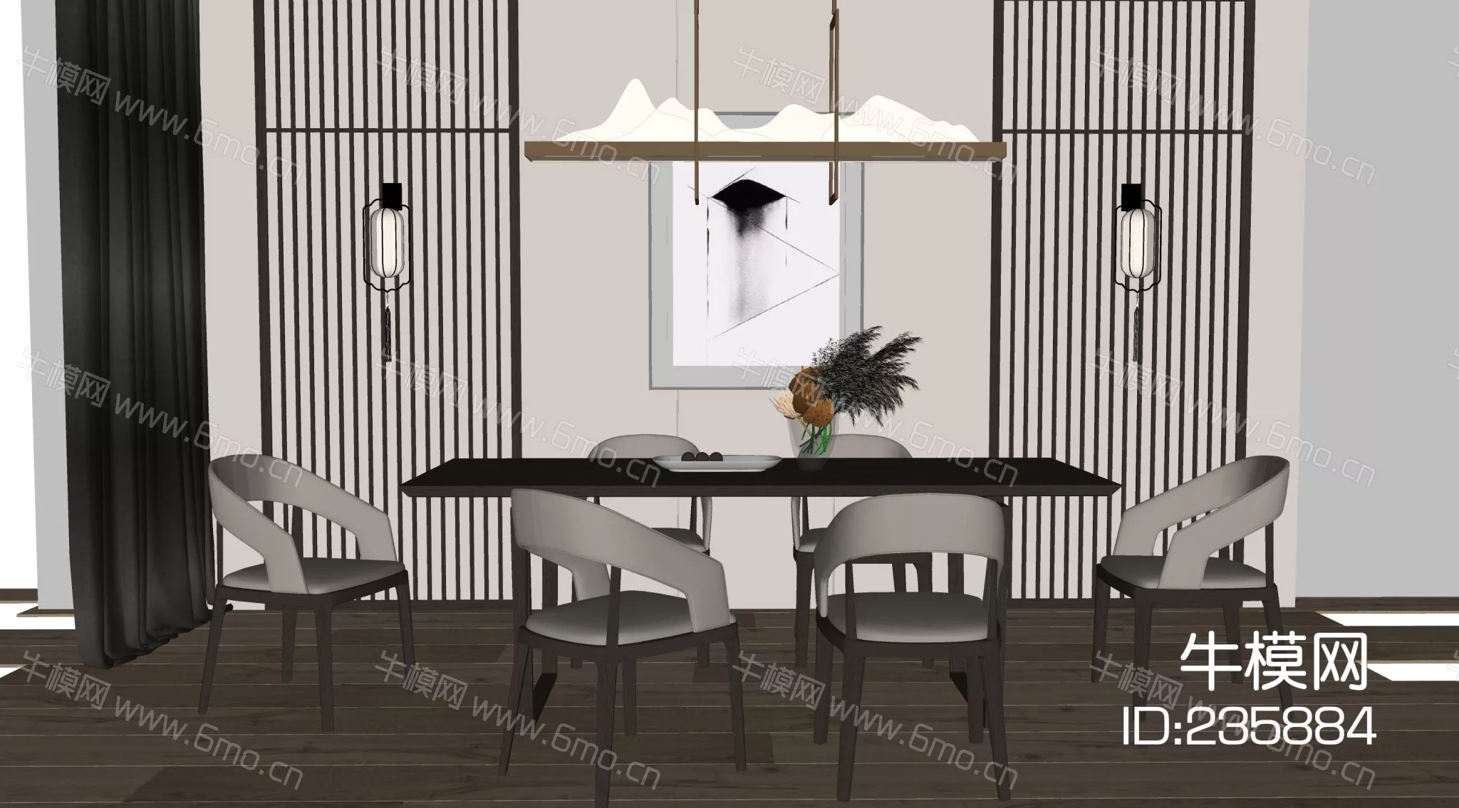 MODERN DINING TABLE SET - SKETCHUP 3D MODEL - ENSCAPE - 235884