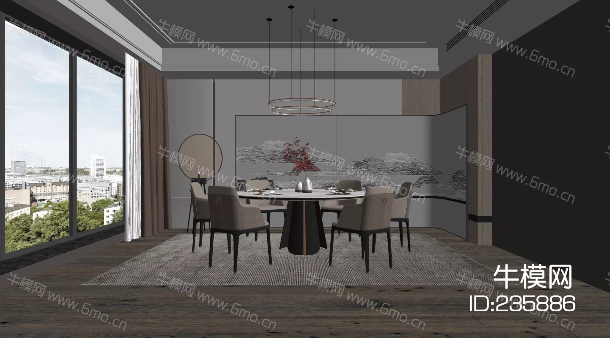 MODERN DINING TABLE SET - SKETCHUP 3D MODEL - ENSCAPE - 235886