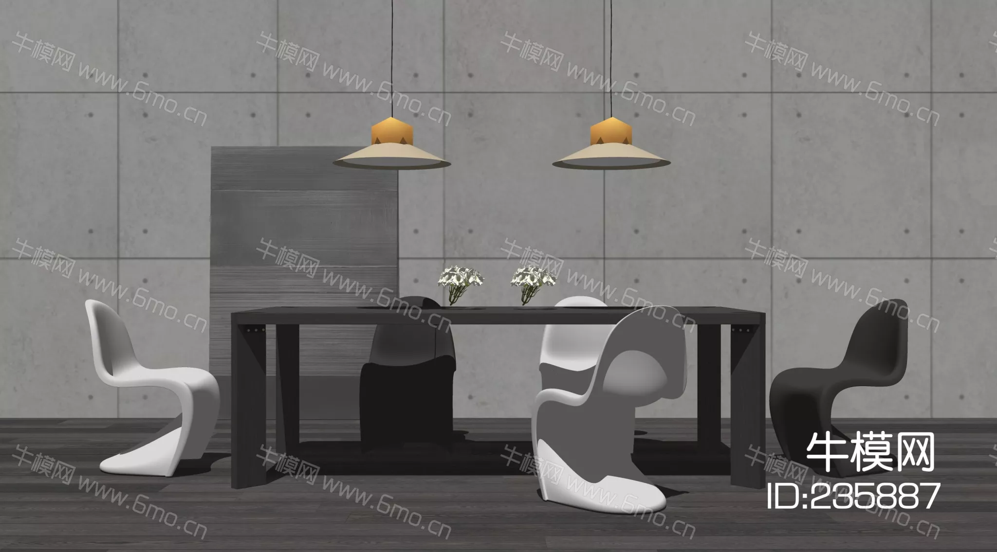 MODERN DINING TABLE SET - SKETCHUP 3D MODEL - ENSCAPE - 235887