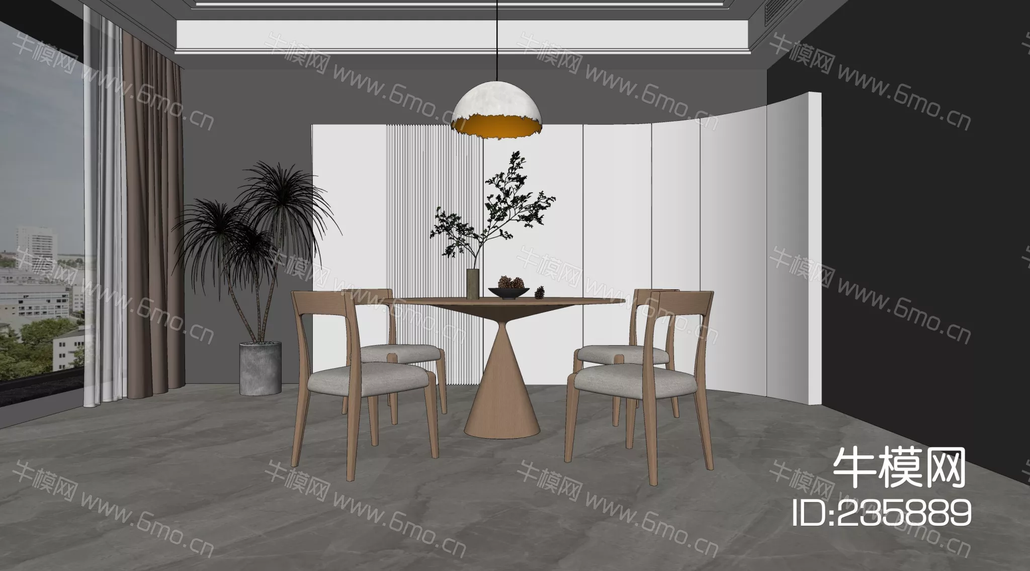 MODERN DINING TABLE SET - SKETCHUP 3D MODEL - ENSCAPE - 235889