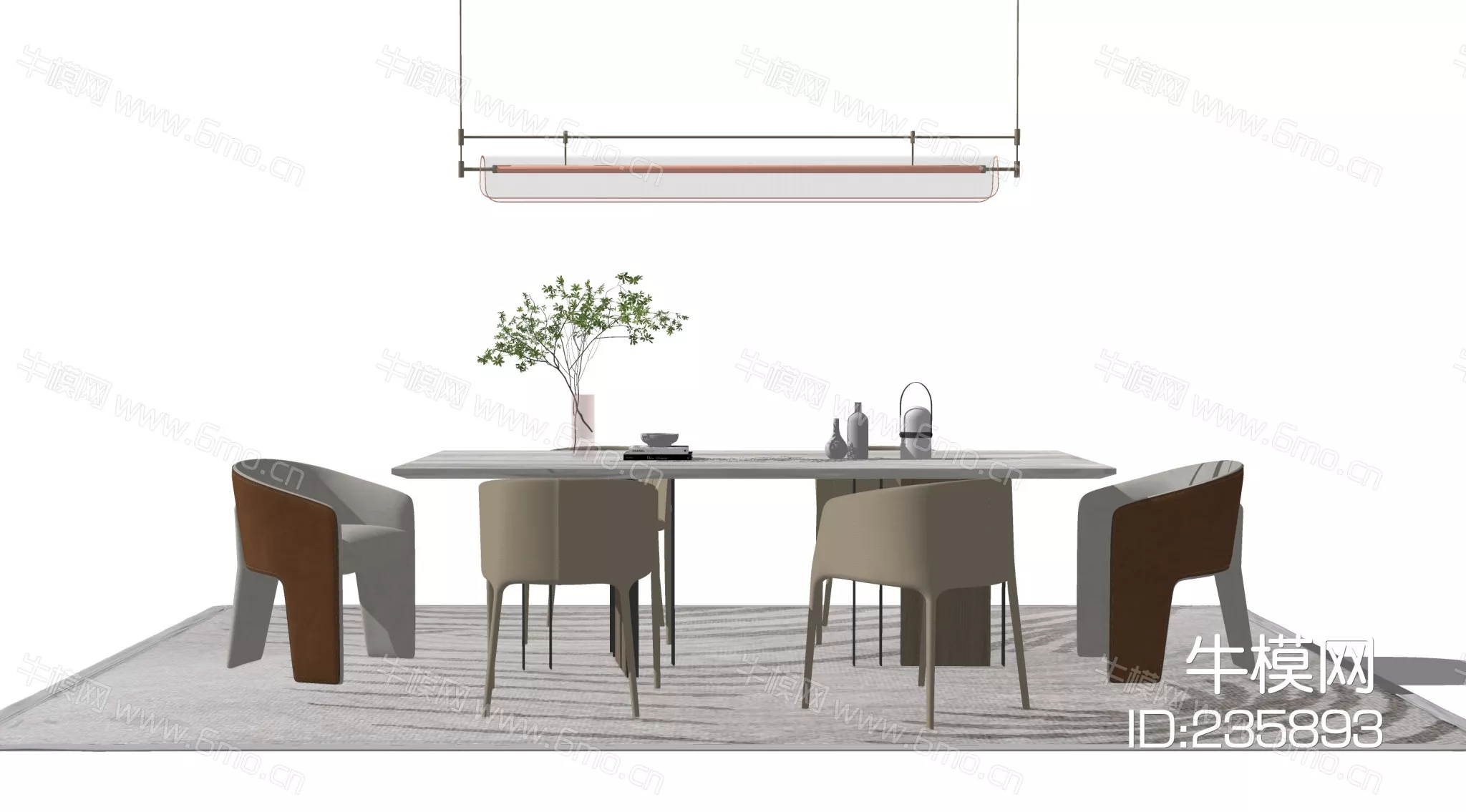 MODERN DINING TABLE SET - SKETCHUP 3D MODEL - ENSCAPE - 235893