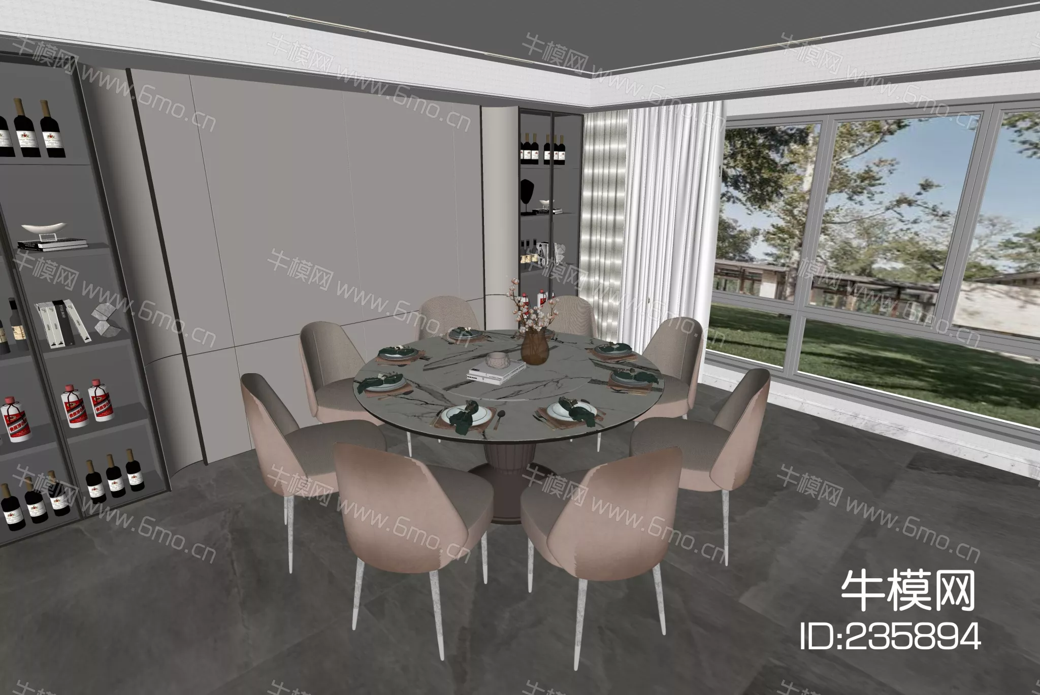 MODERN DINING TABLE SET - SKETCHUP 3D MODEL - ENSCAPE - 235894