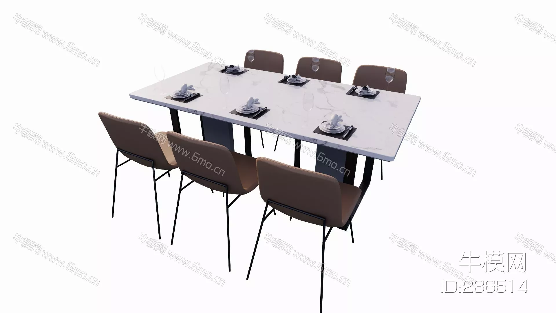 MODERN DINING TABLE SET - SKETCHUP 3D MODEL - ENSCAPE - 236514