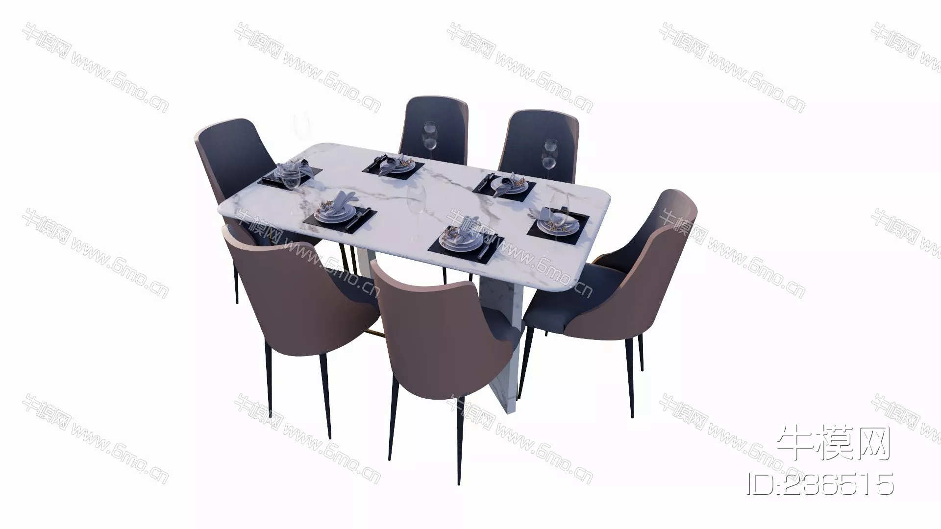 MODERN DINING TABLE SET - SKETCHUP 3D MODEL - ENSCAPE - 236515